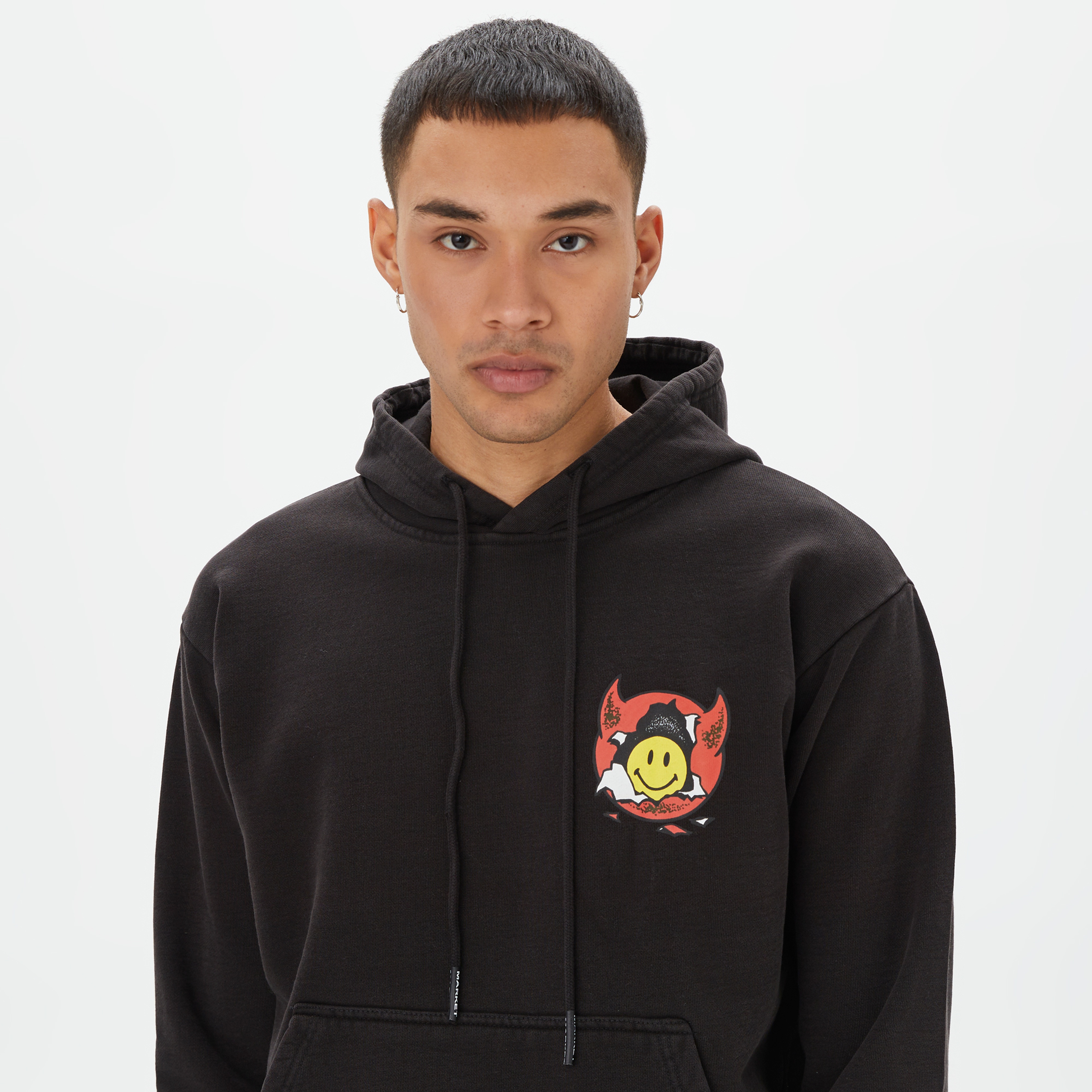 Market Smiley Inner Peace Pullover Erkek Siyah Hoodie