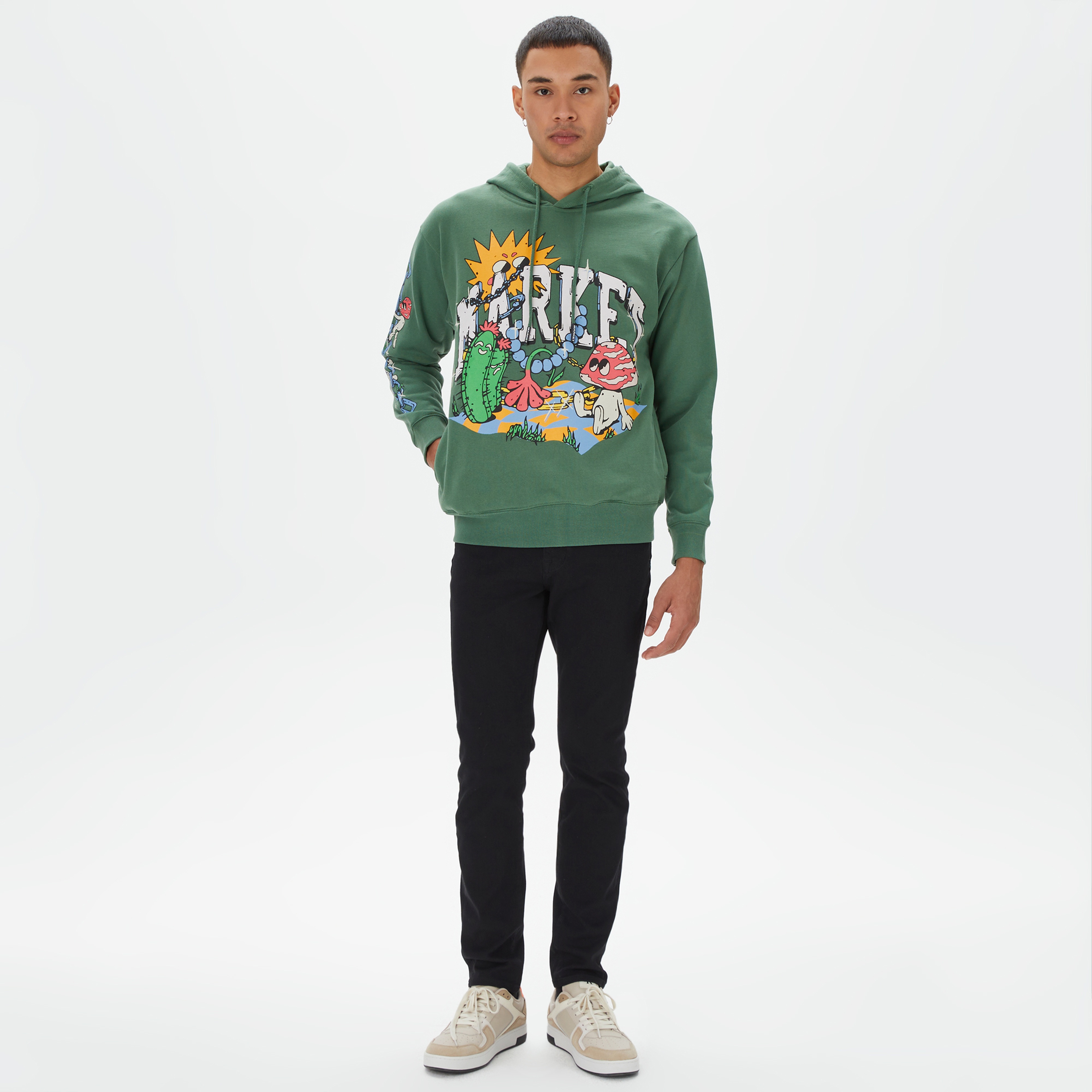 Market Fantasy Farm Pullover Erkek Yeşil Hoodie