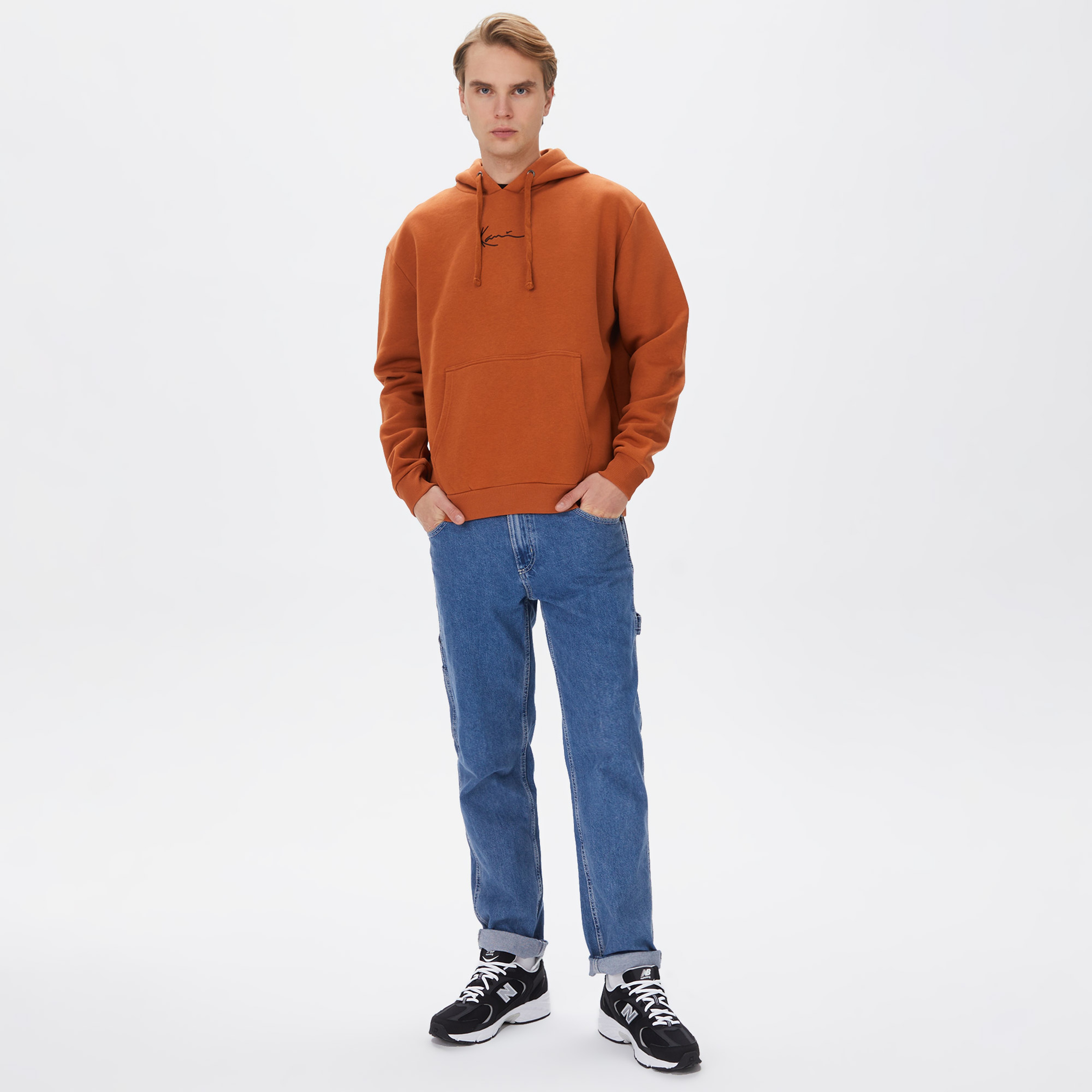 Karl Kani Small Signature Essential Erkek Kahverengi Hoodie