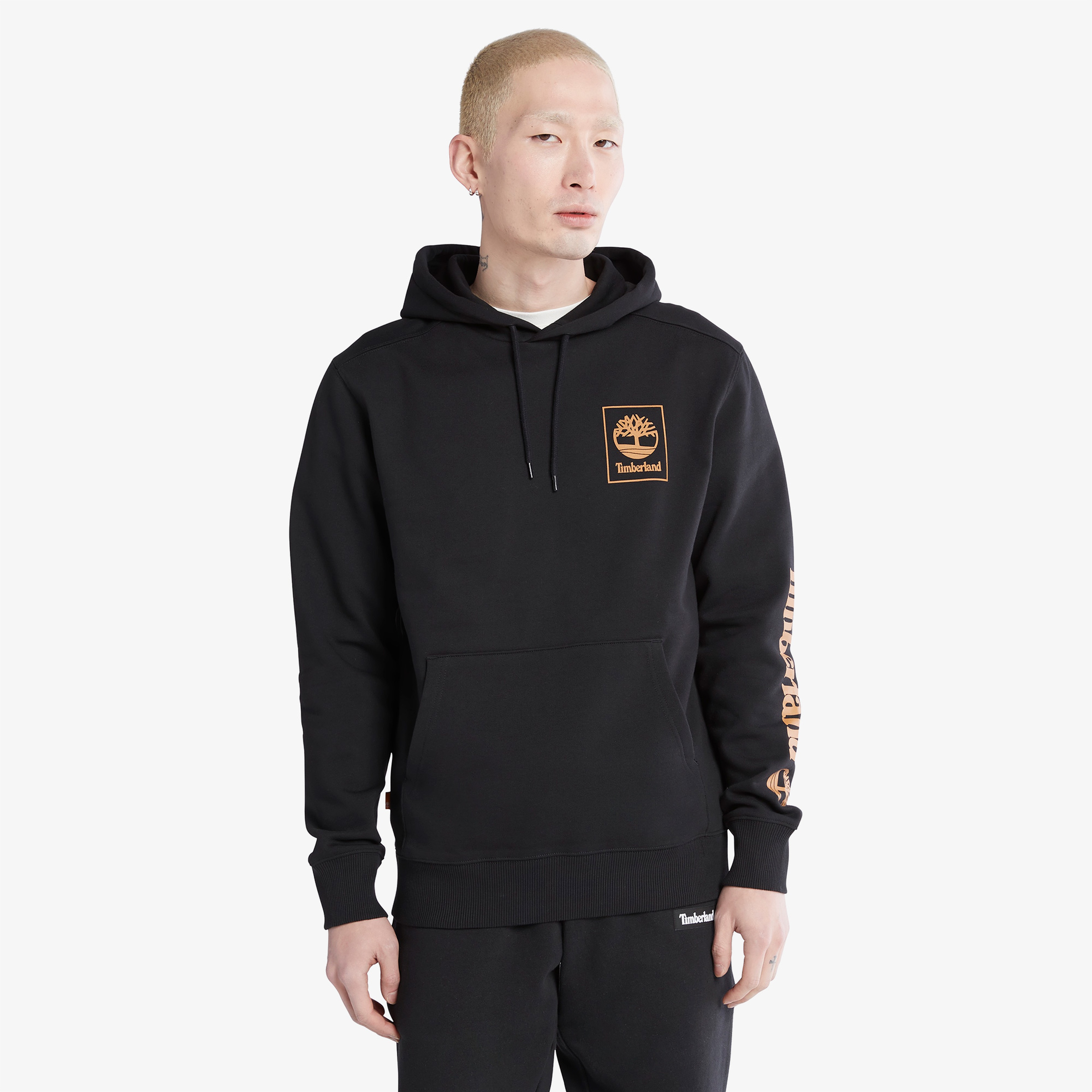 Timberland Stack Logo Print Erkek Regular Siyah Sweatshirt