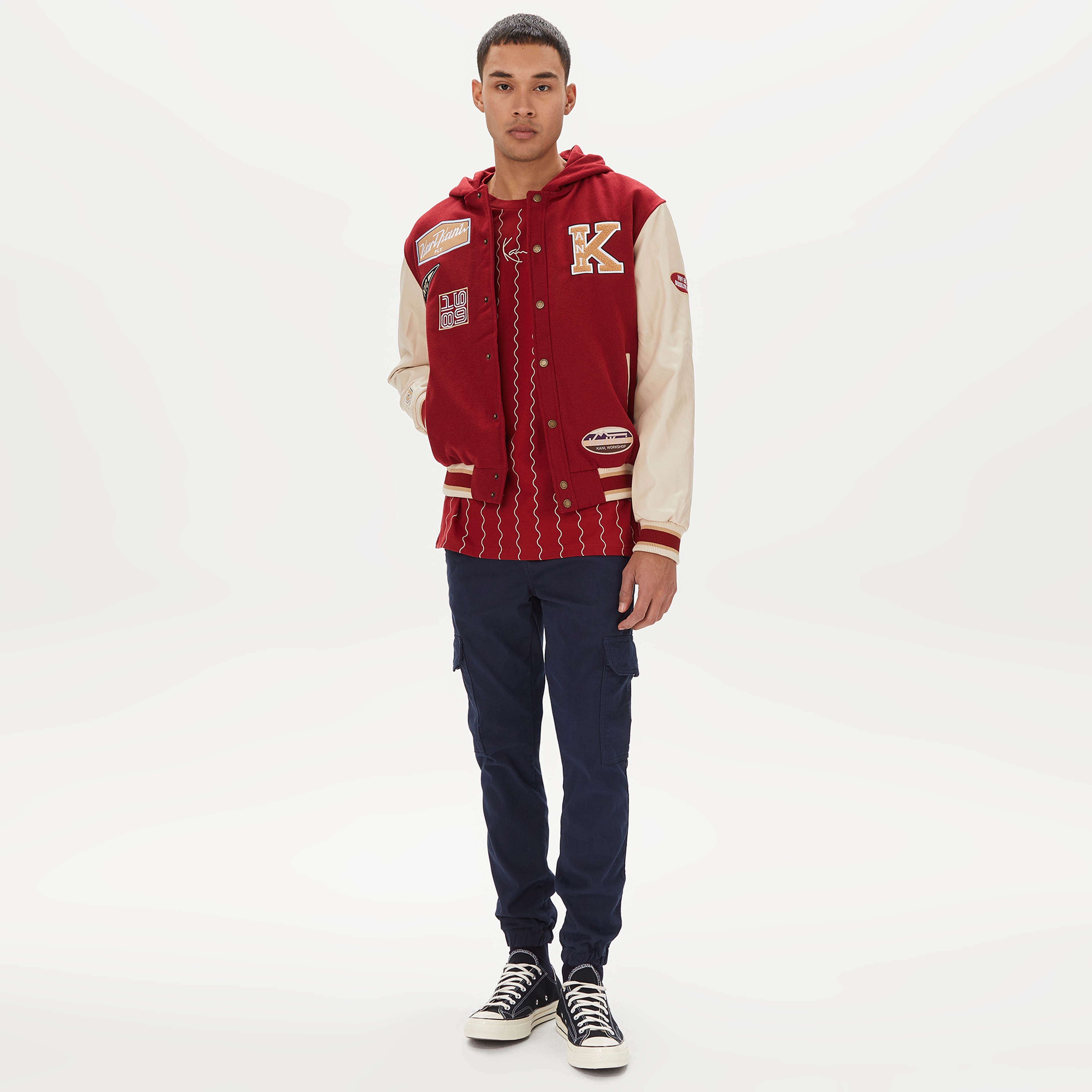 Karl Kani Retro Patch Block College  Erkek Kırmızı/Beyaz Ceket