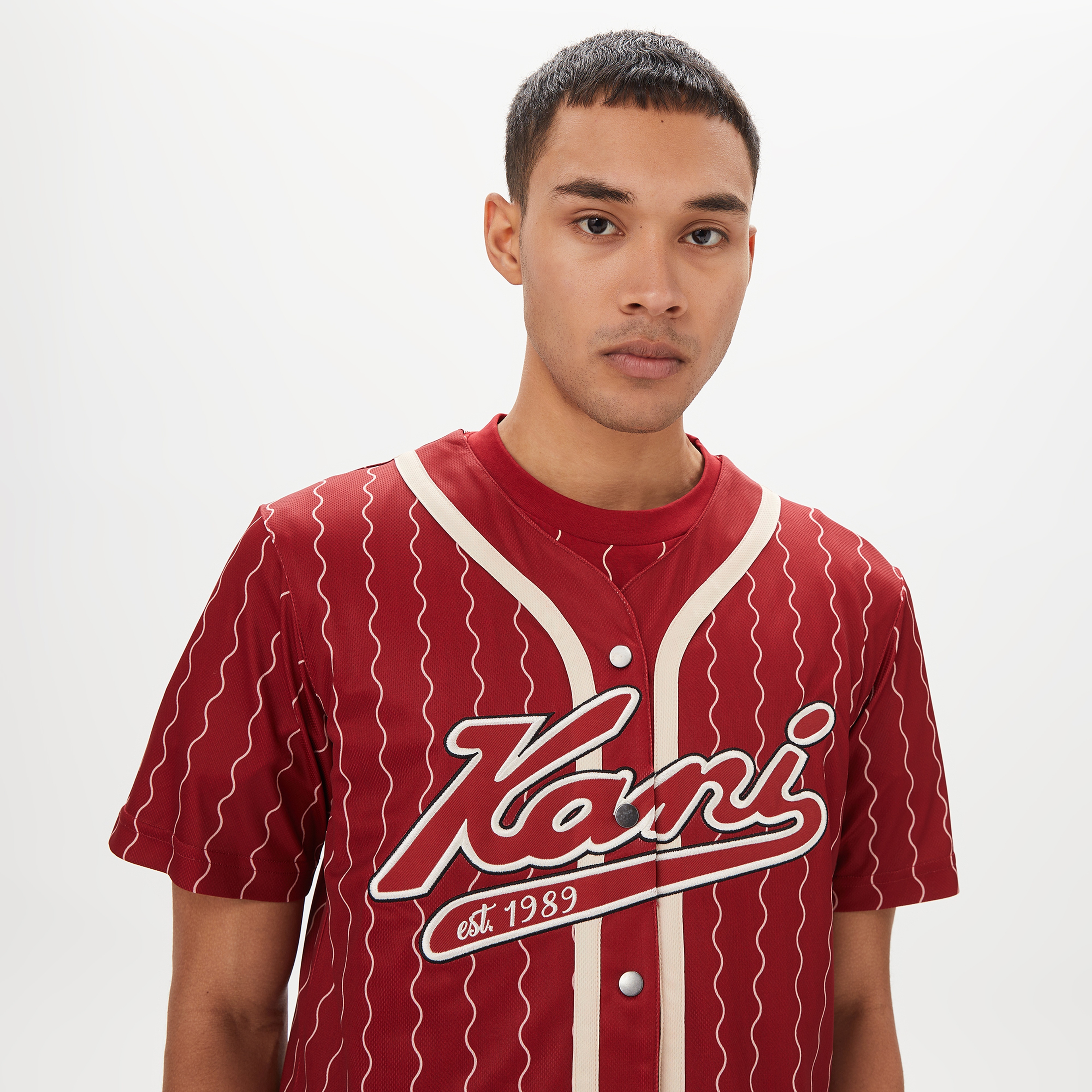 Karl Kani Retro Patch Block College Erkek Krem/Kırmızı Gömlek