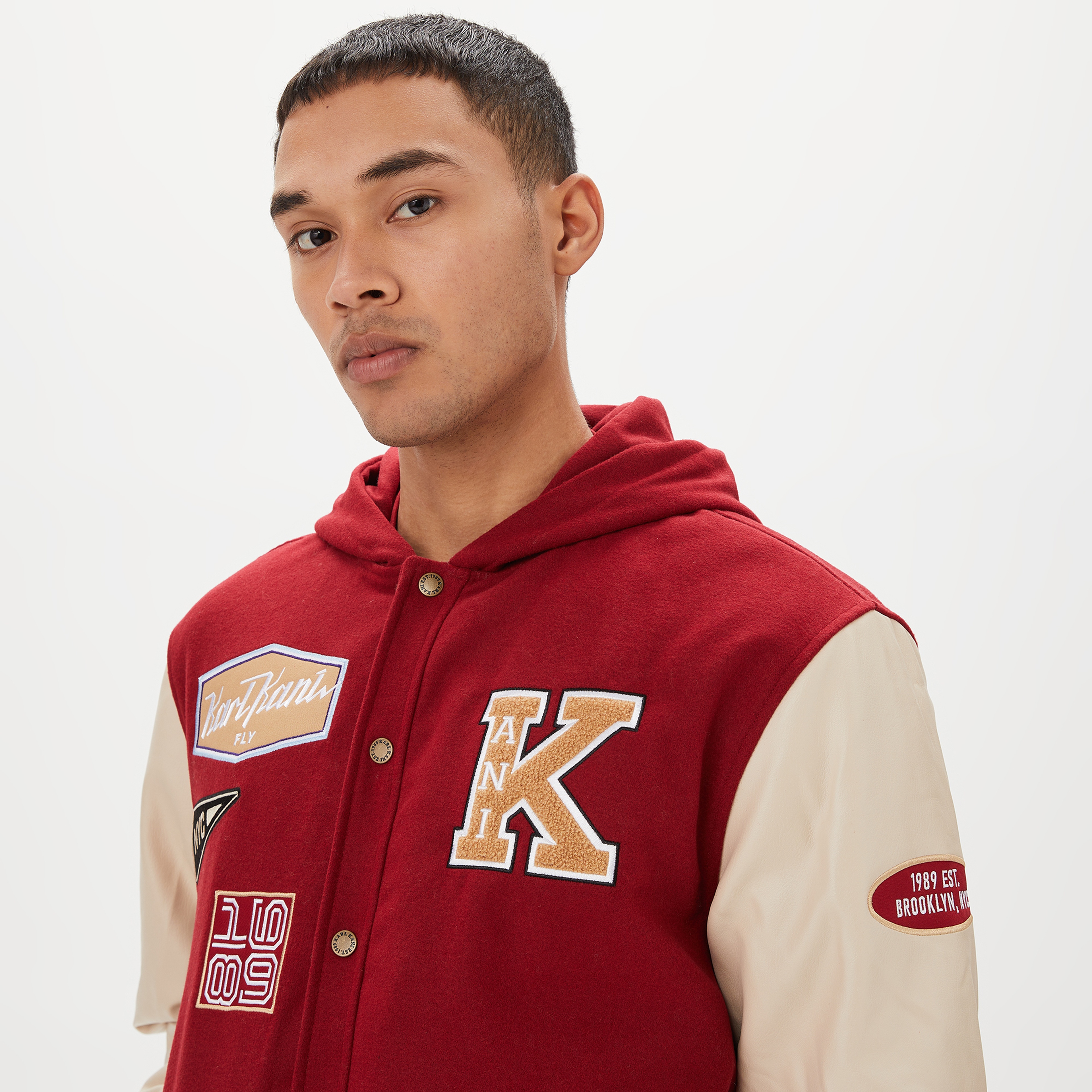Karl Kani Retro Patch Block College  Erkek Kırmızı/Beyaz Ceket