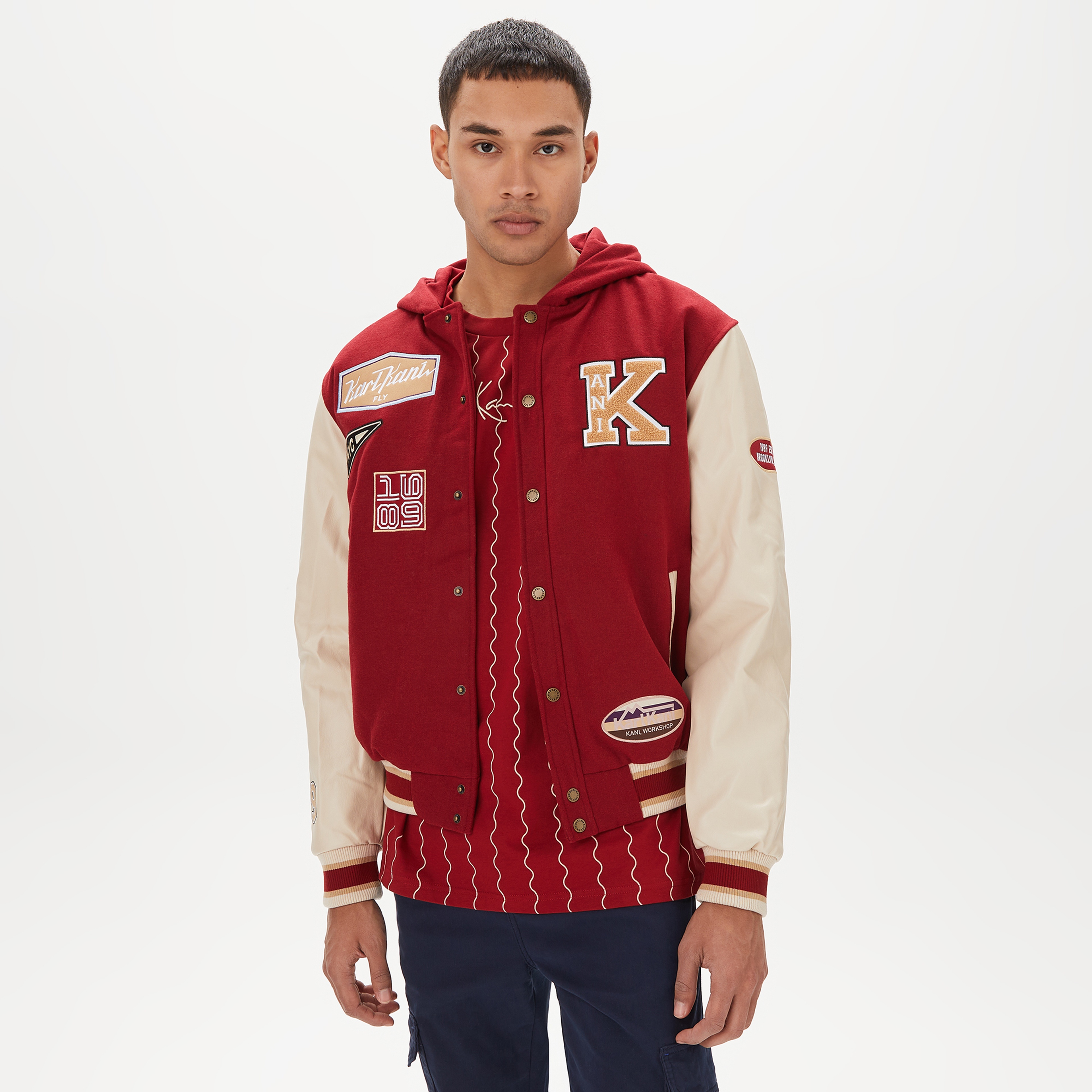 Karl Kani Retro Patch Block College  Erkek Kırmızı/Beyaz Ceket