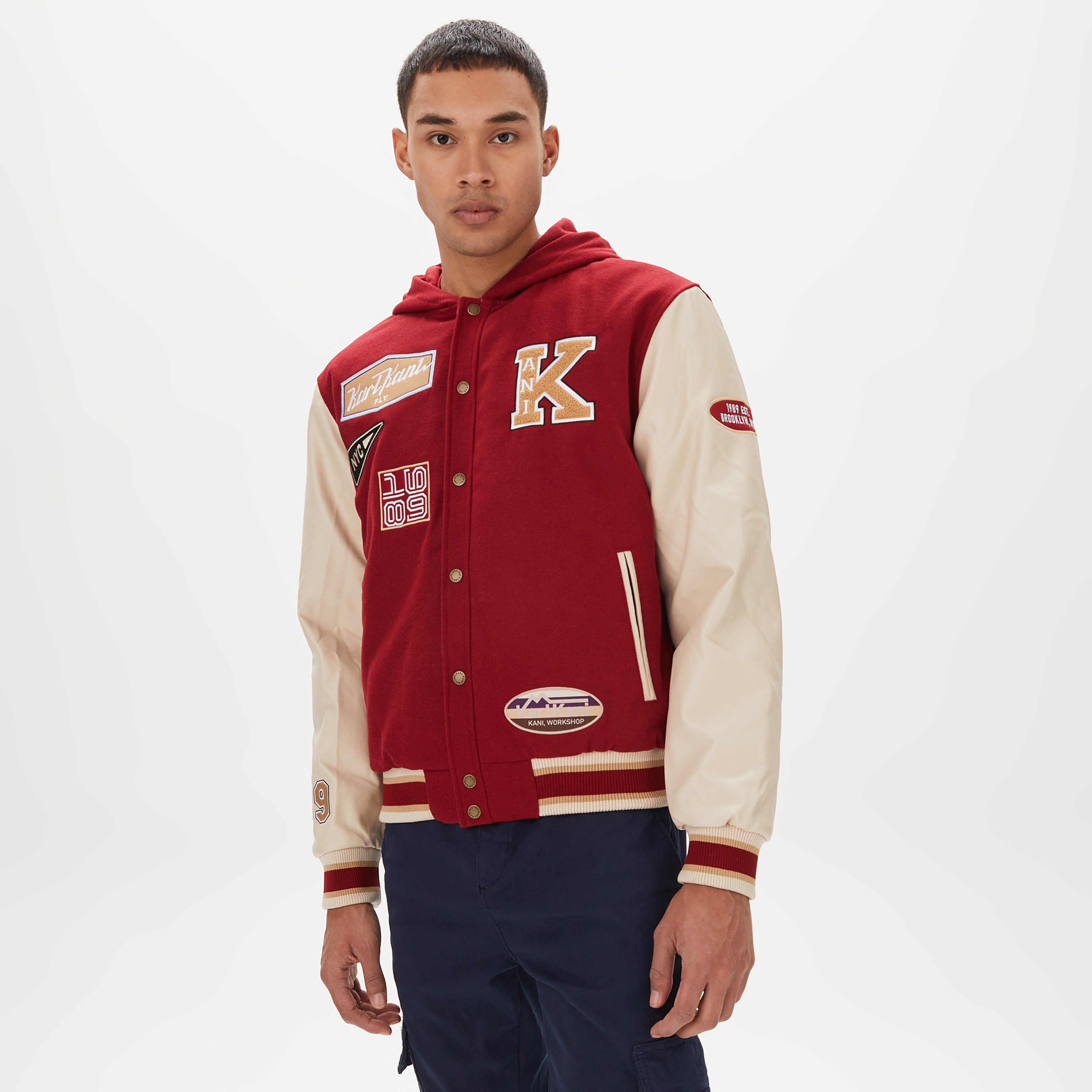 Karl Kani Retro Patch Block College  Erkek Kırmızı/Beyaz Ceket