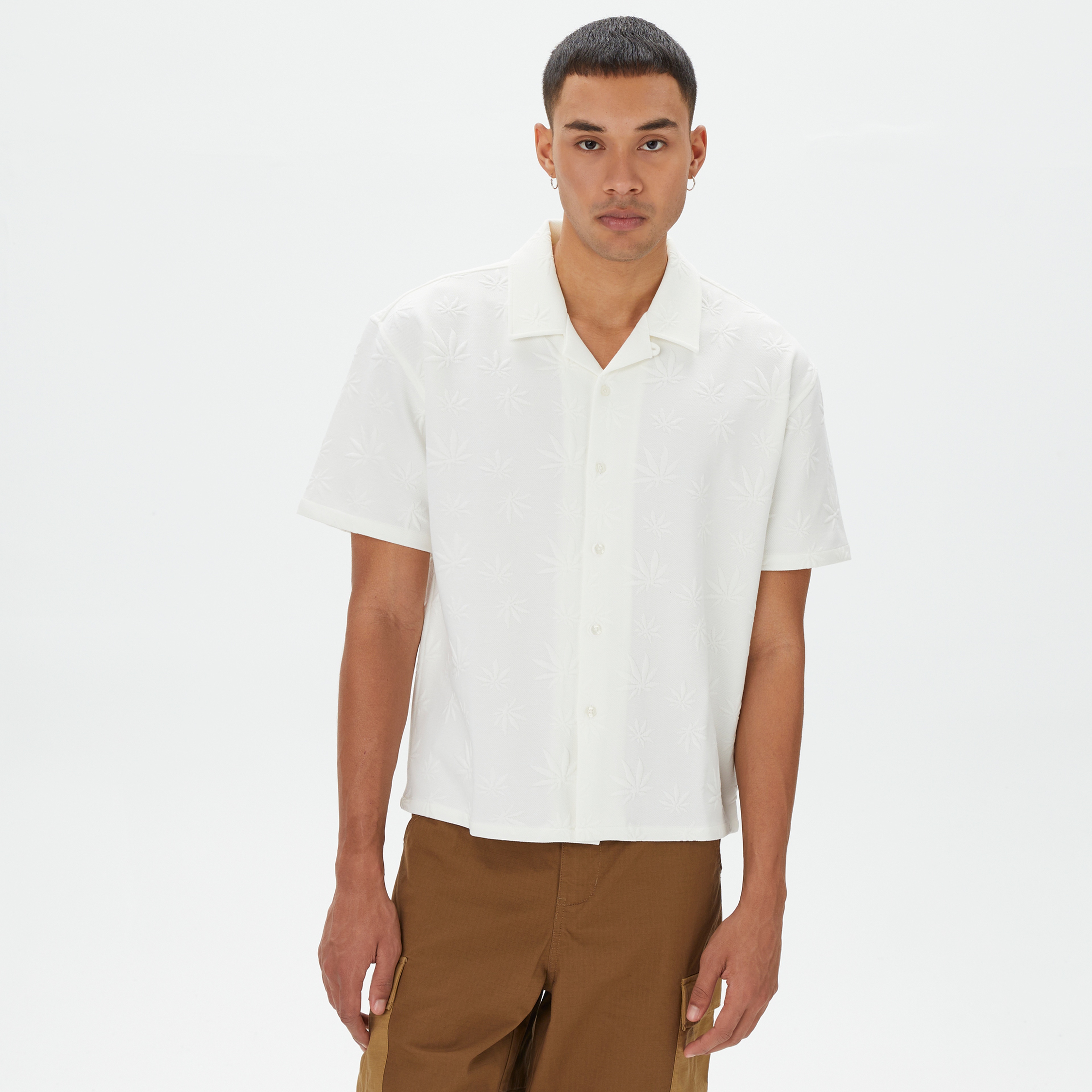 HUF Plantlife Jacquard Erkek Beyaz Gömlek