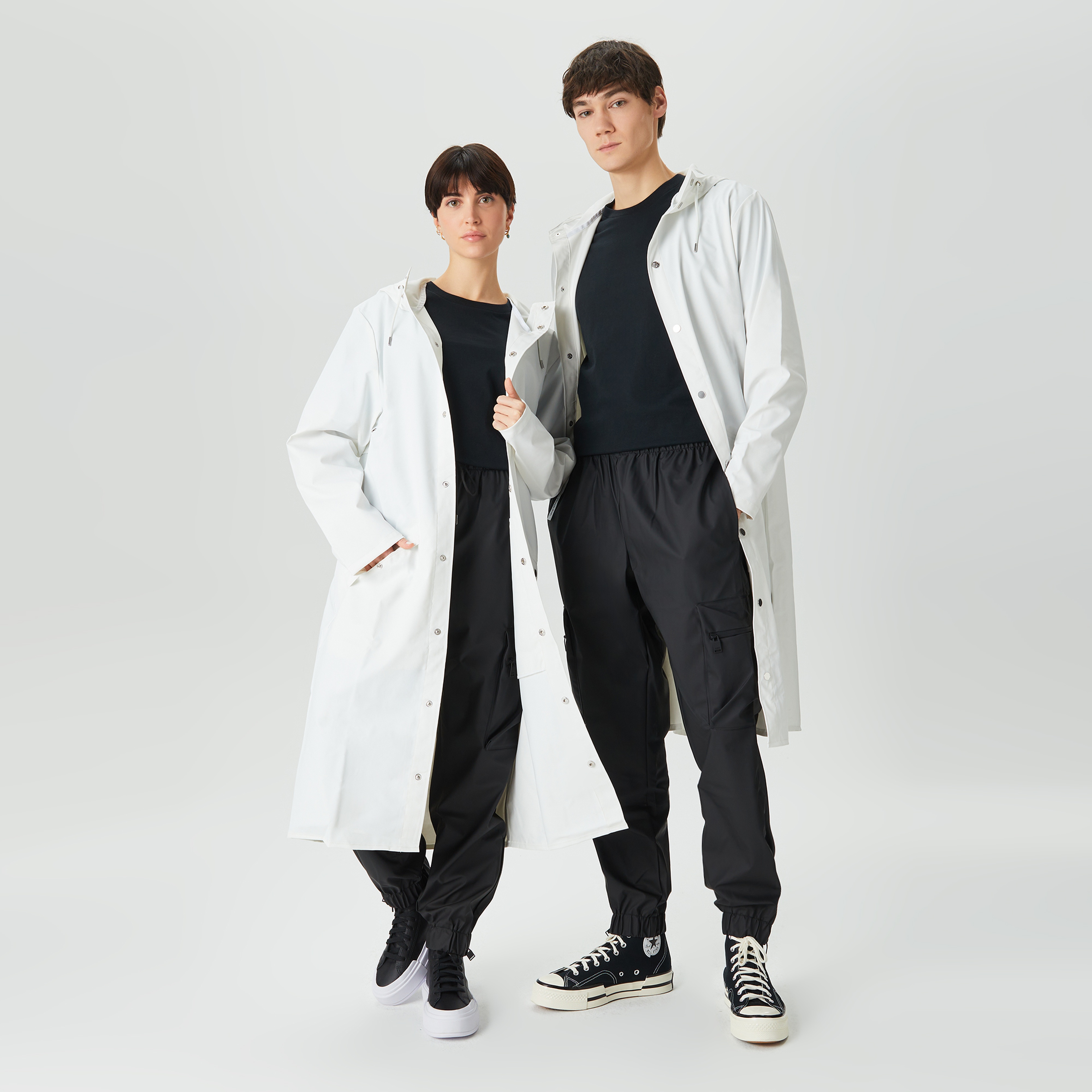 Rains Longer Unisex Beyaz Yağmurluk