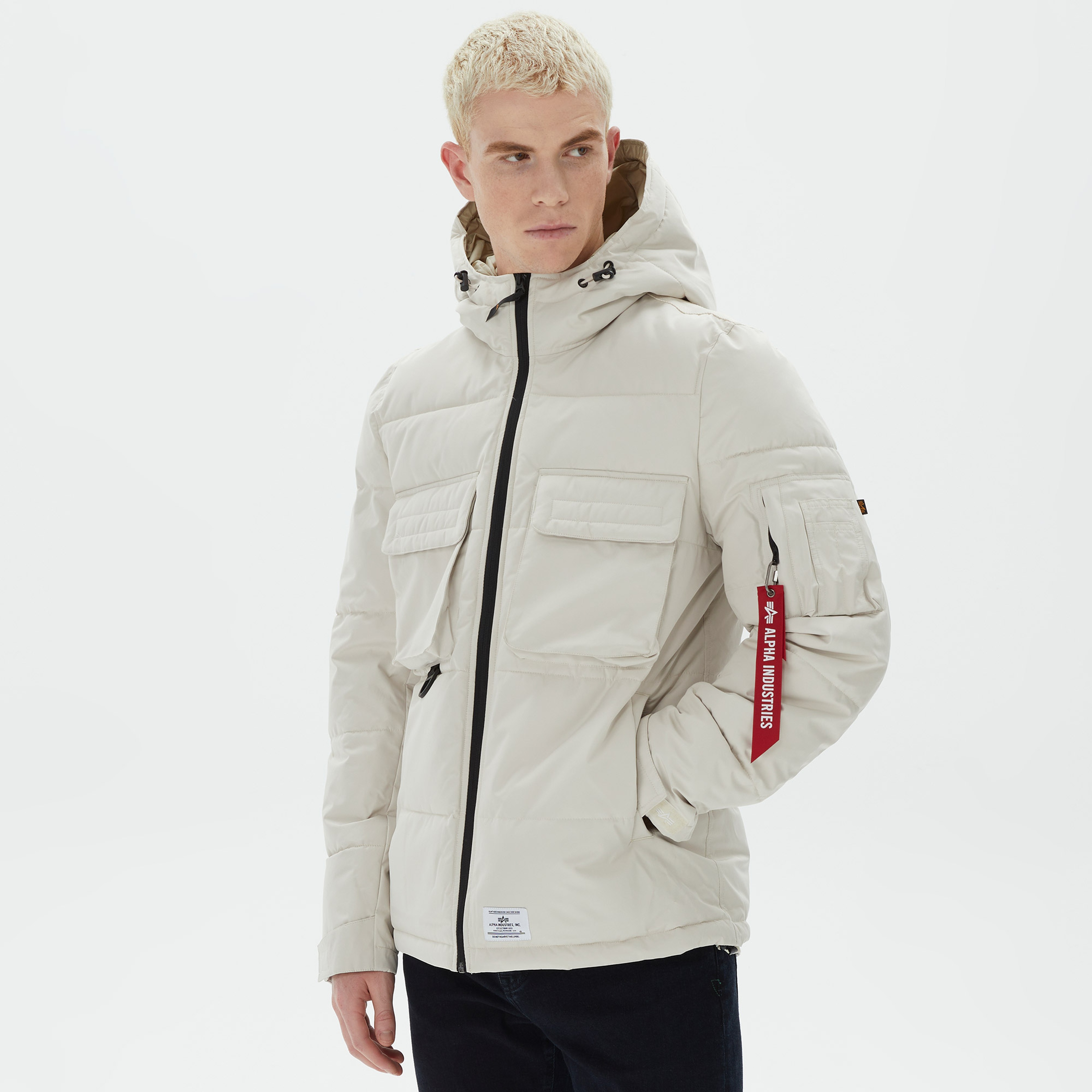 Alpha Industries Hooded Puffer Erkek Bej Ceket