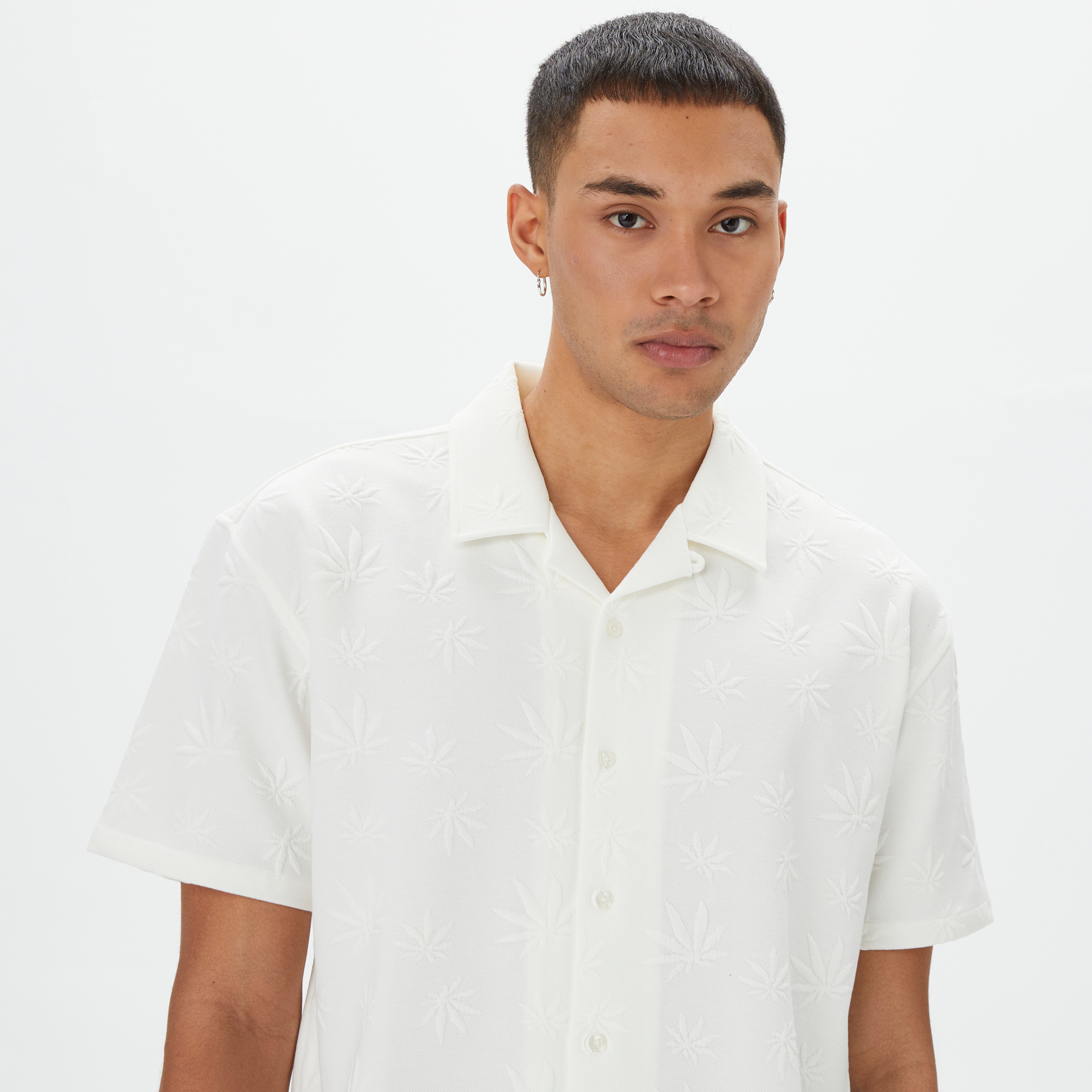 HUF Plantlife Jacquard Erkek Beyaz Gömlek