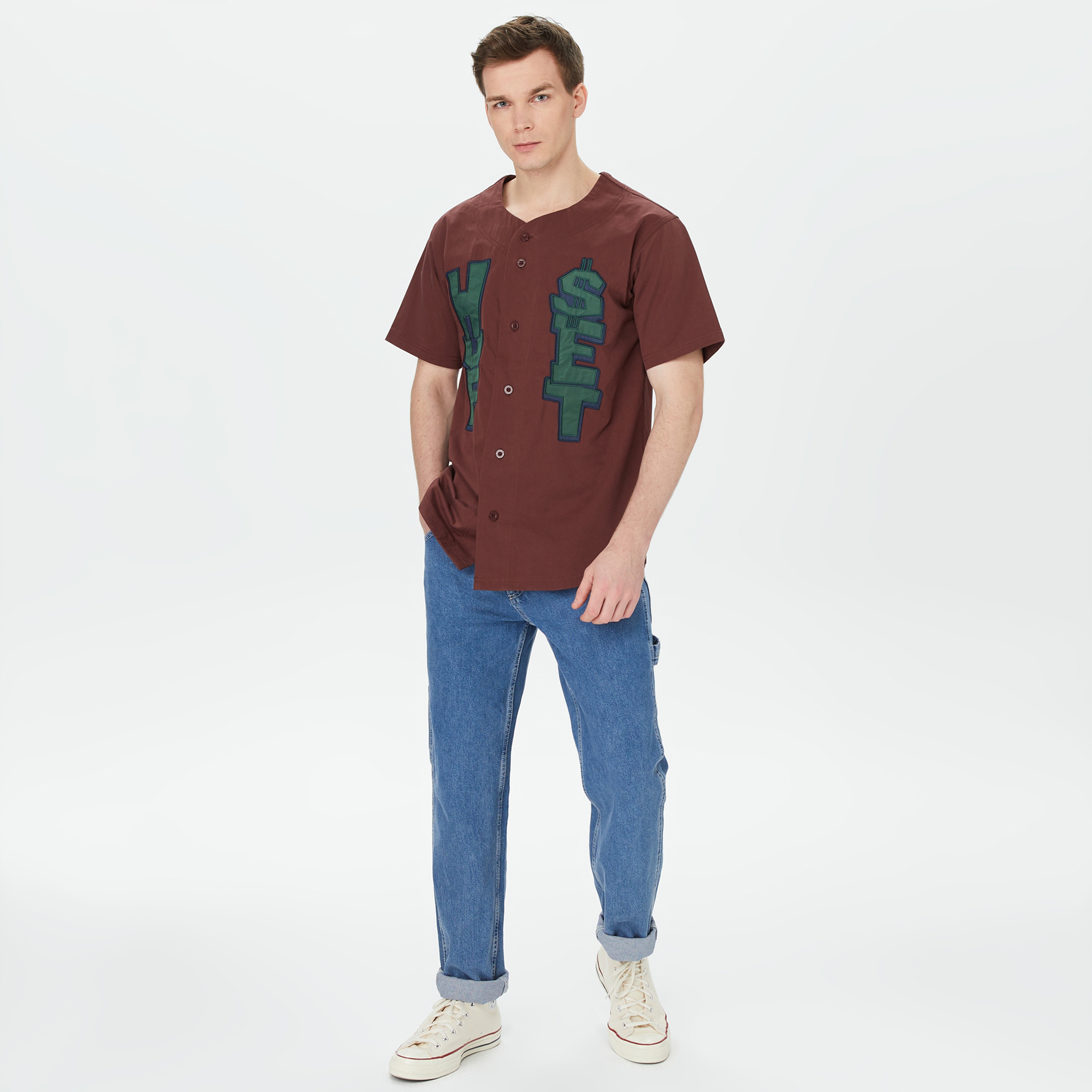 HUF Team Baseball Erkek Bordo Gömlek