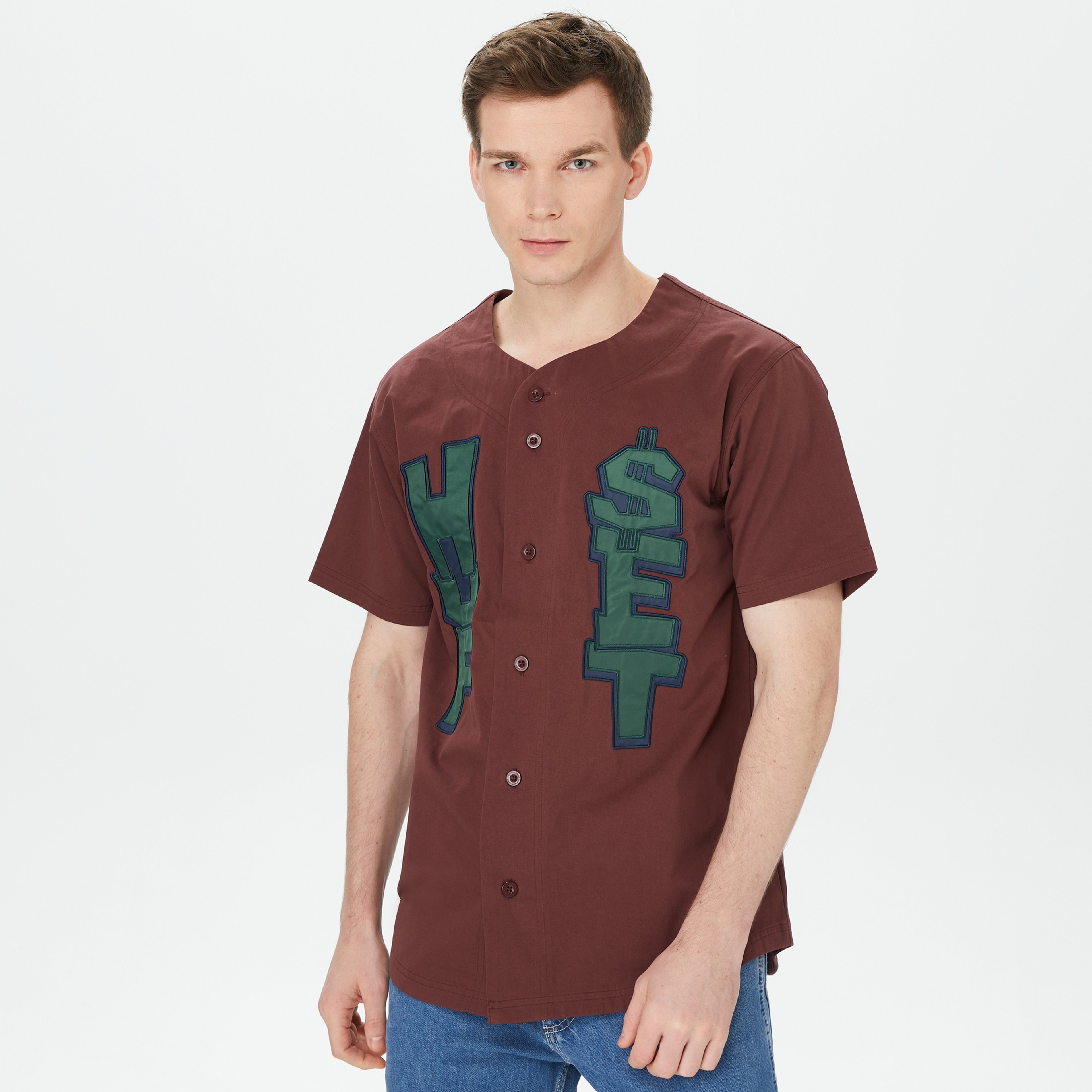 HUF Team Baseball Erkek Bordo Gömlek