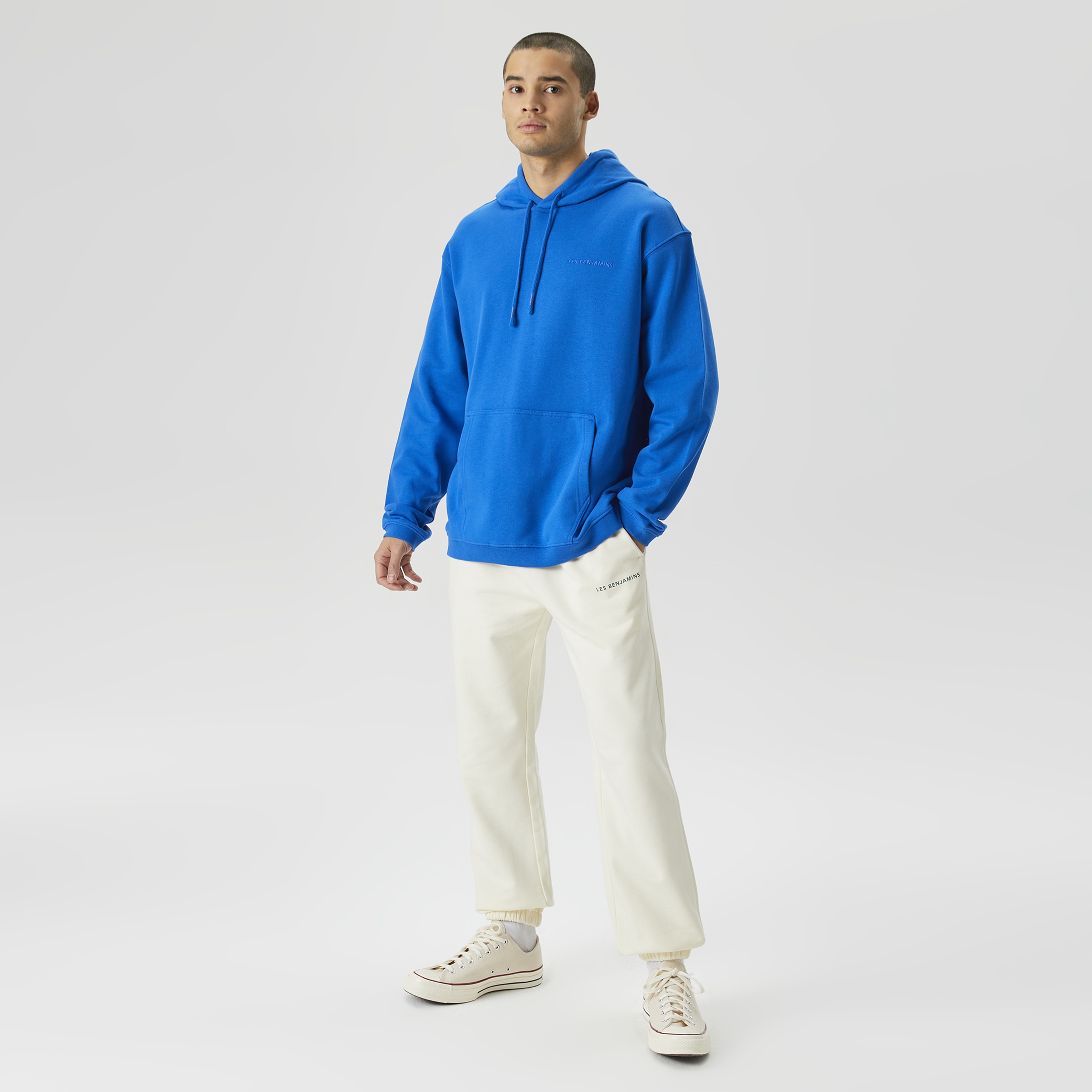 Les Benjamins Essential Erkek Mavi Hoodie
