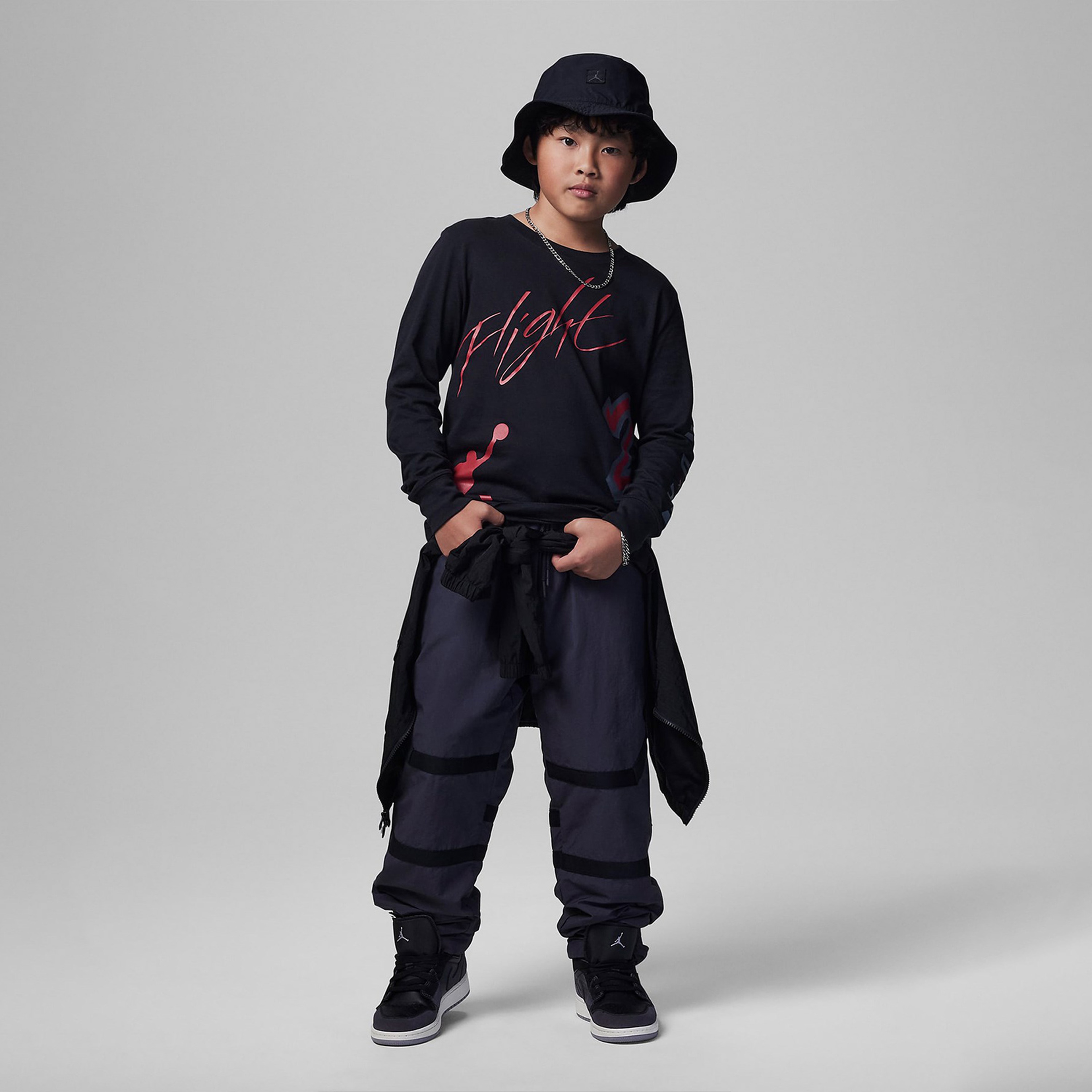 Jordan All Over Retro Çocuk Siyah Günlük Sweatshirt