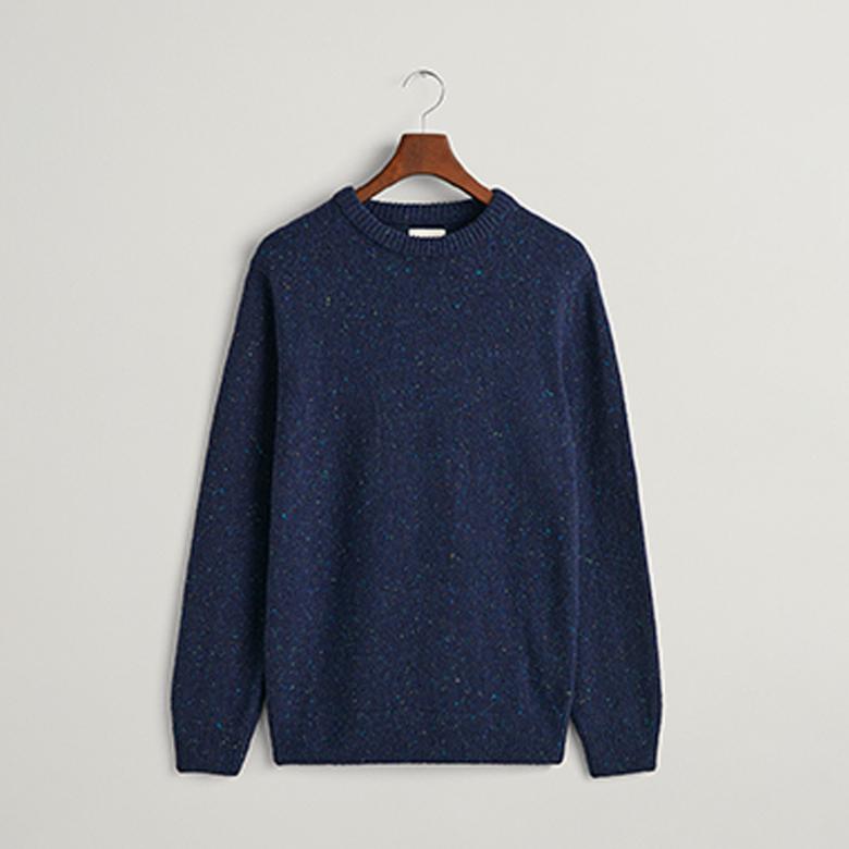 GANT Erkek Lacivert Regular Fit Bisiklet Yaka Kazak