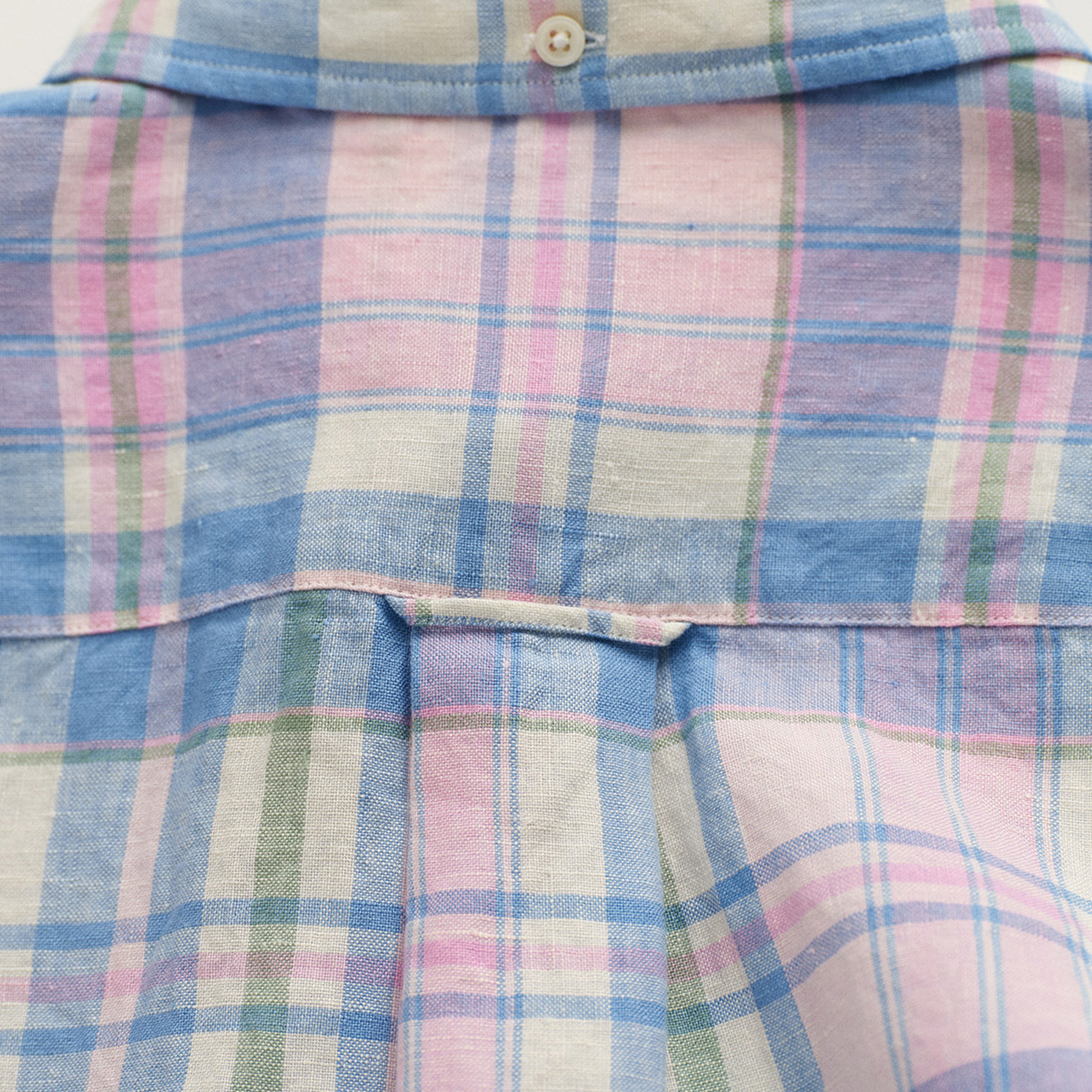 GANT Erkek Pembe Regular Fit Kareli Keten Gömlek