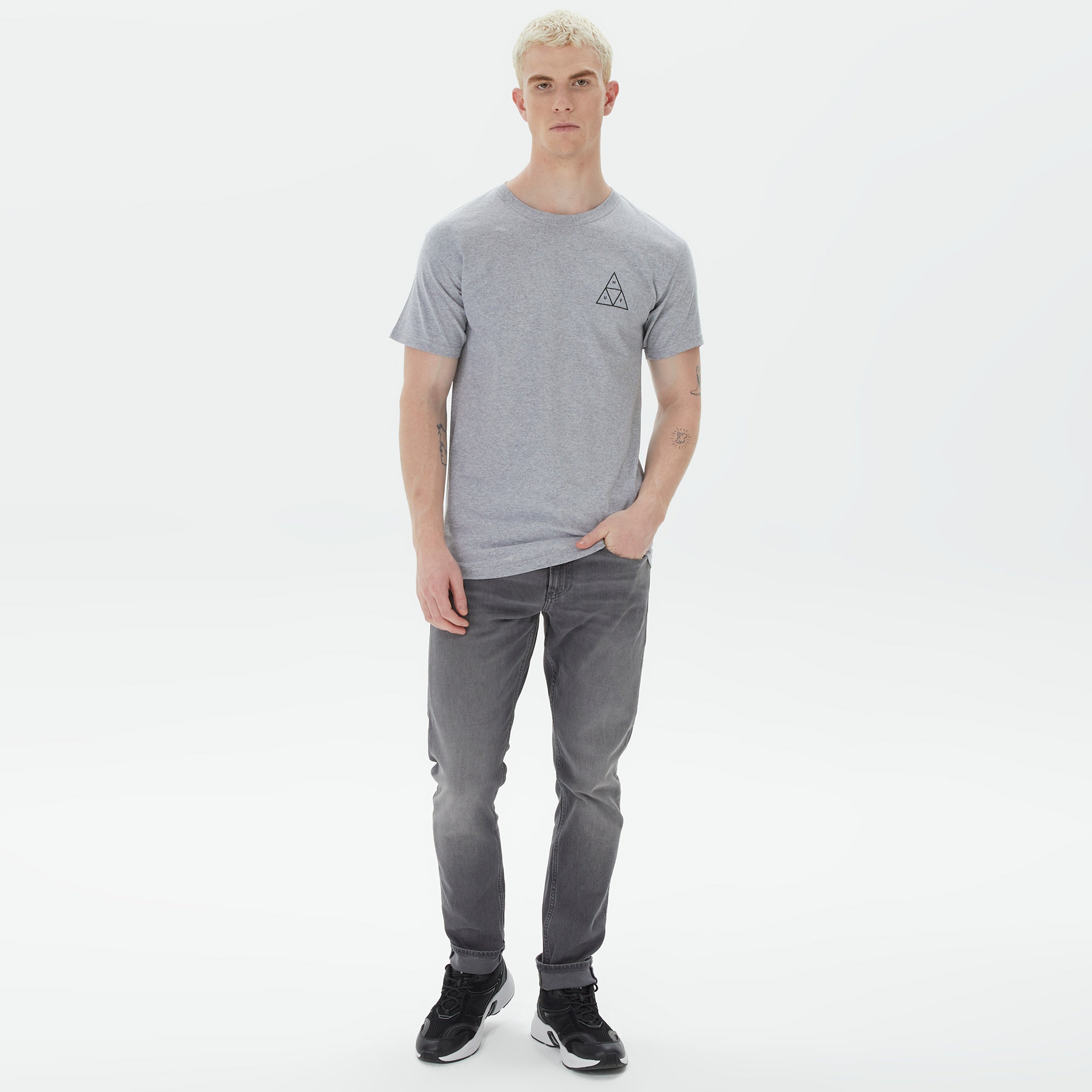 HUF Essentials Tt Erkek Gri T-Shirt