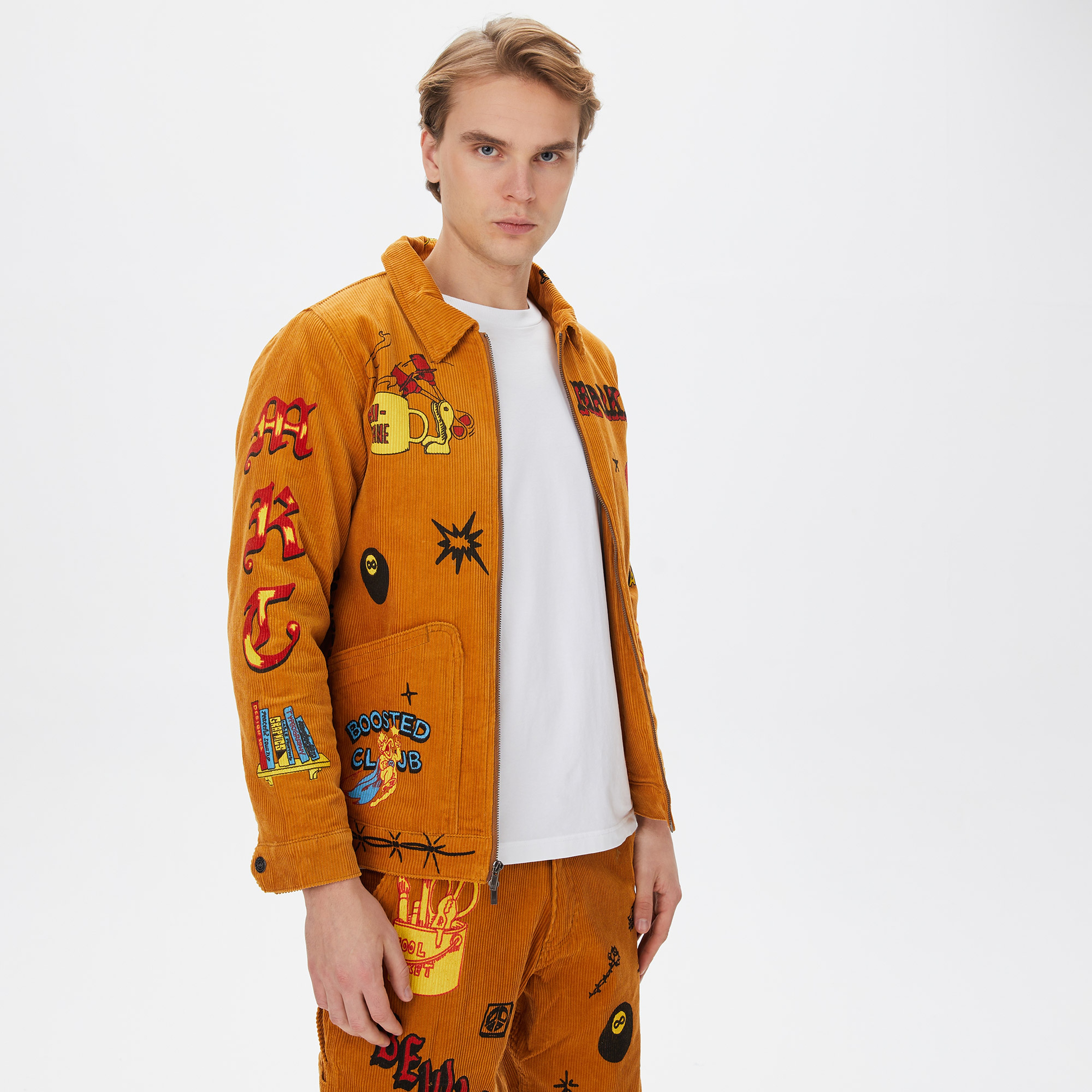 Market Boosted Club Corduroy Erkek Krem Ceket