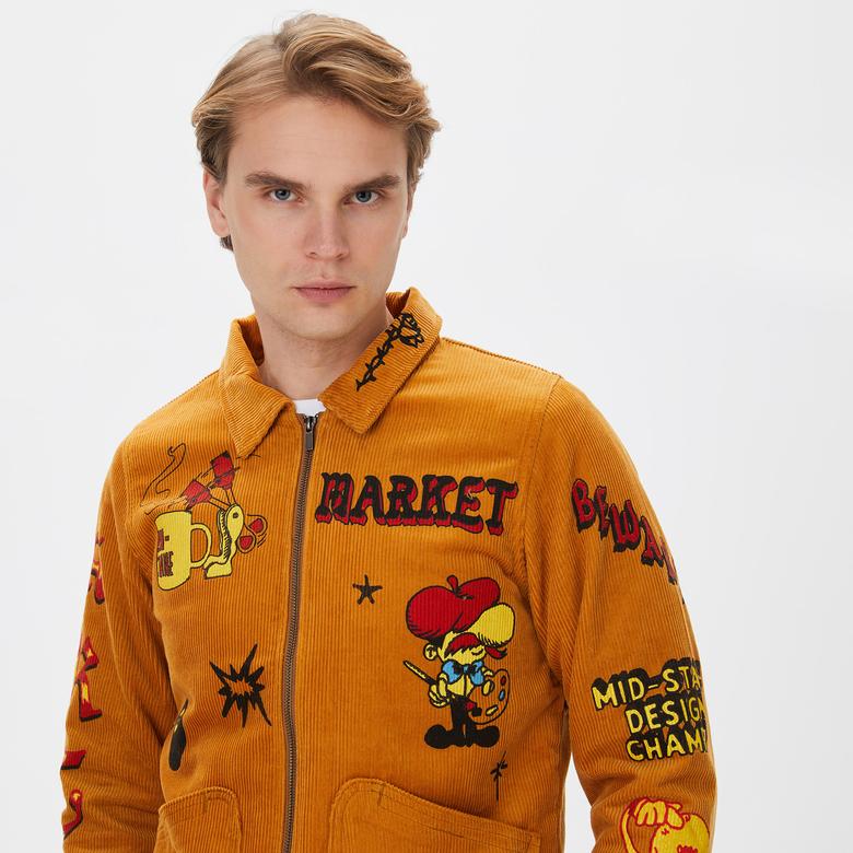 Market Boosted Club Corduroy Erkek Krem Ceket