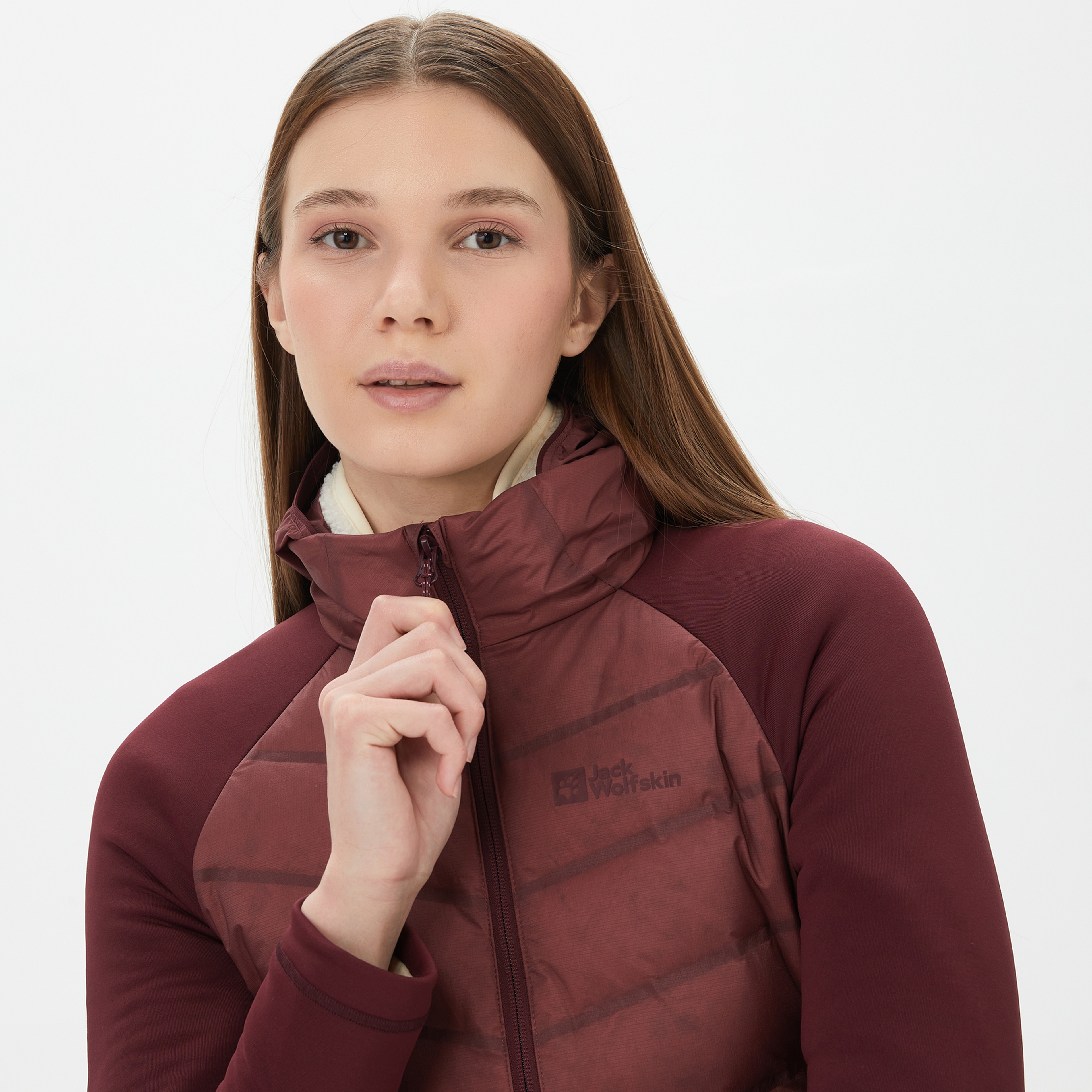 Jack Wolfskin Tasman Down Hybrid Kadın Kahverengi Mont