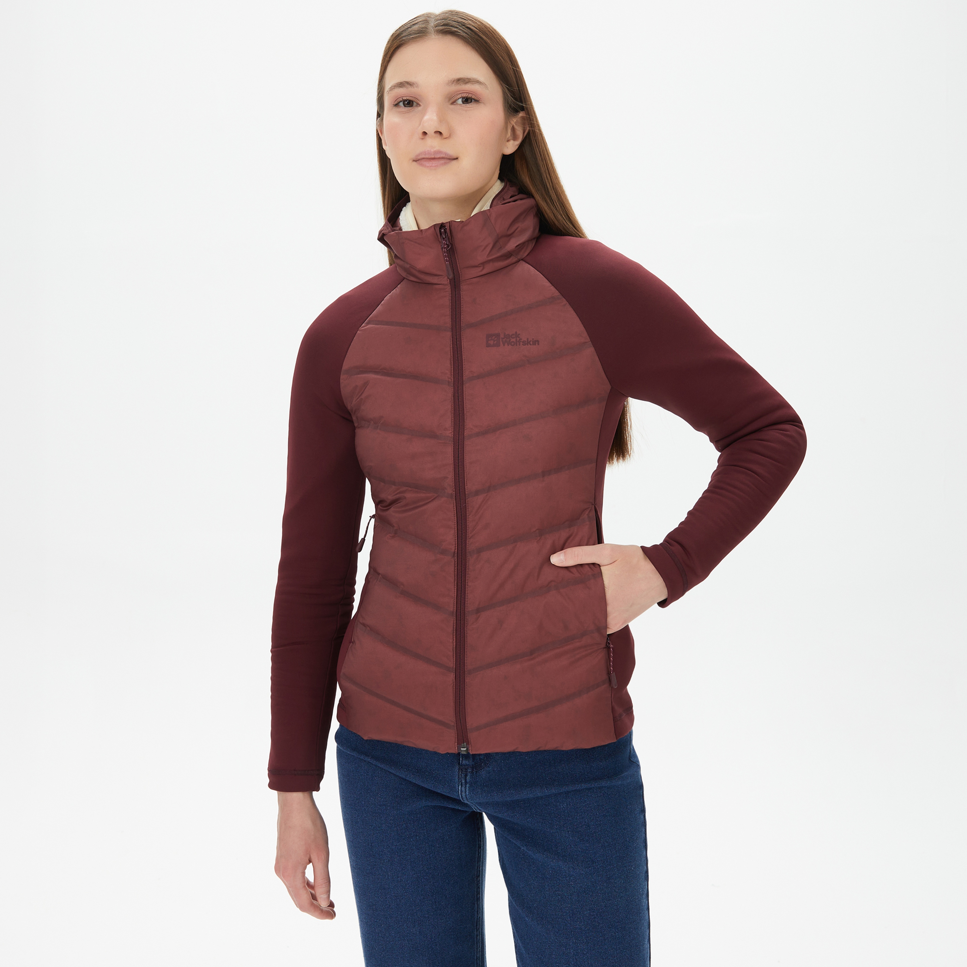 Jack Wolfskin Tasman Down Hybrid Kadın Kahverengi Mont