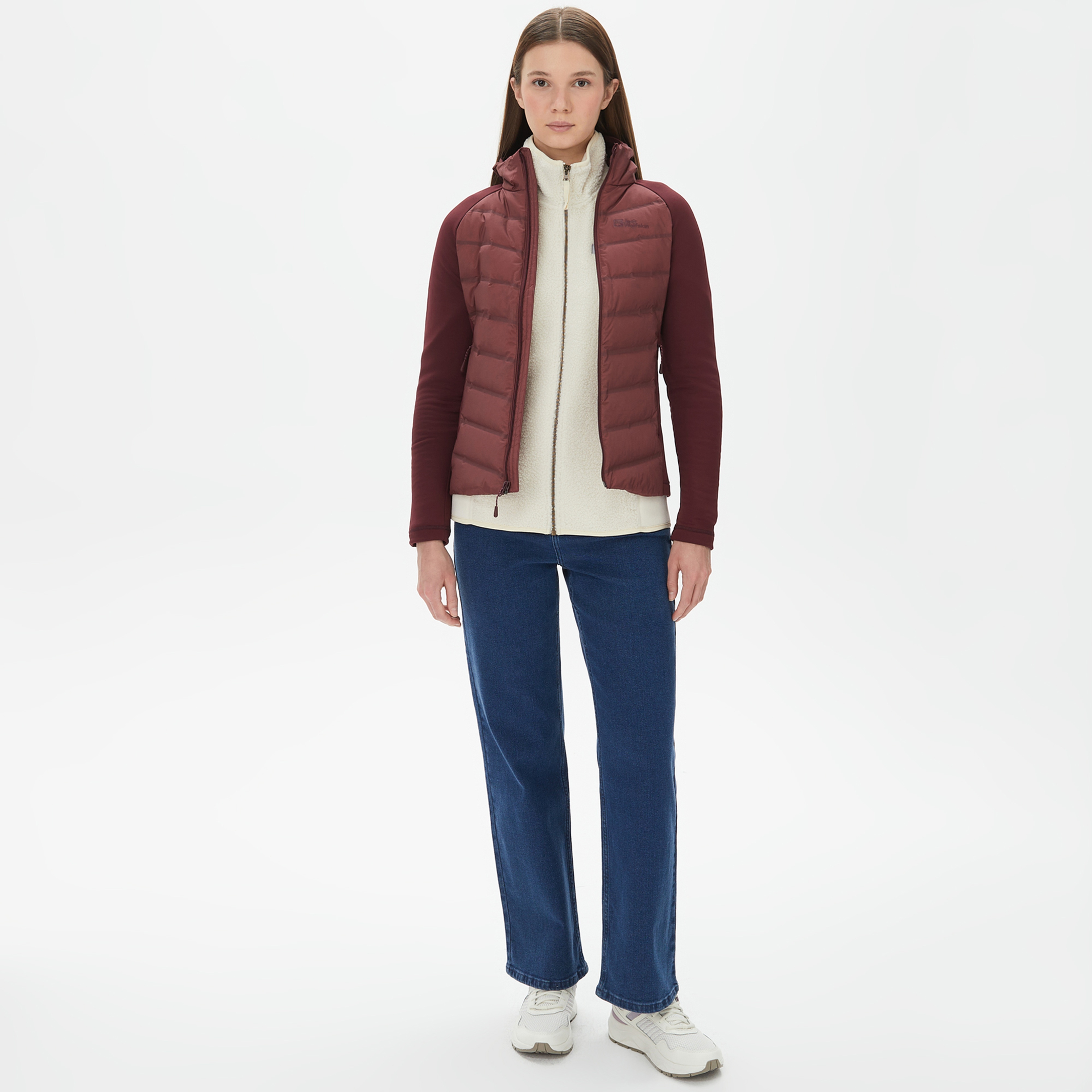 Jack Wolfskin Tasman Down Hybrid Kadın Kahverengi Mont