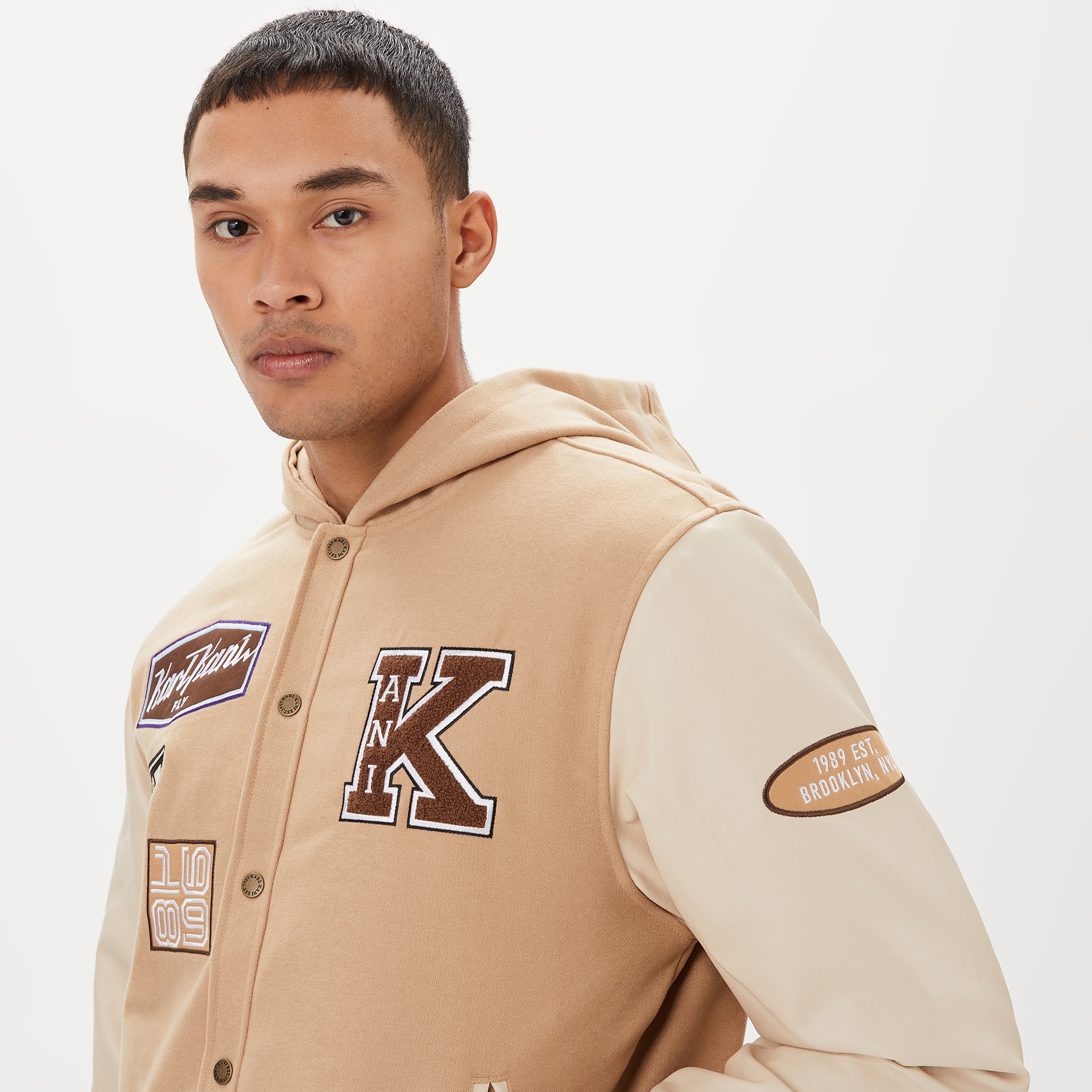 Karl Kani Retro Patch Block College  Erkek Krem Ceket