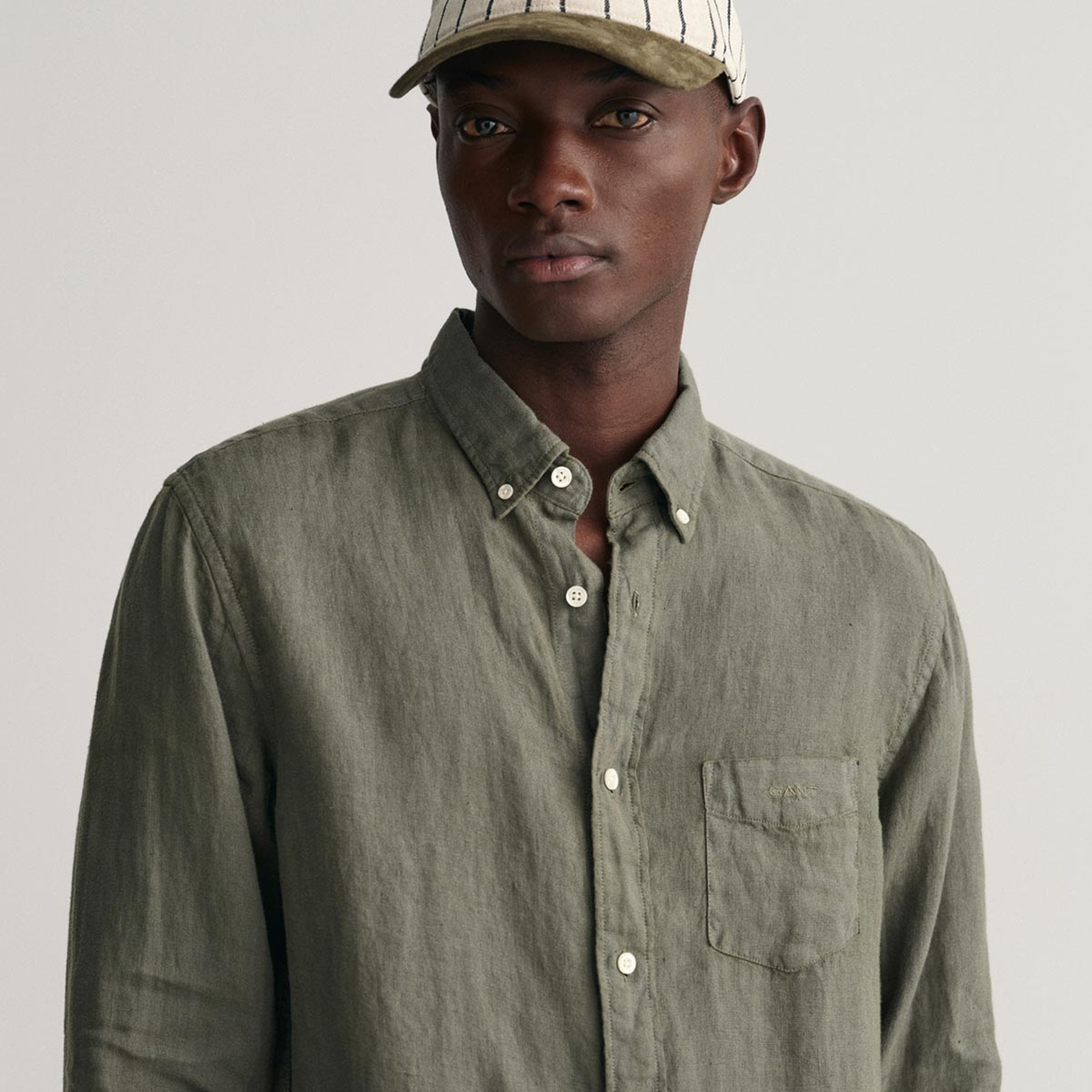GANT Erkek Yeşil Regular Fit Keten Gömlek
