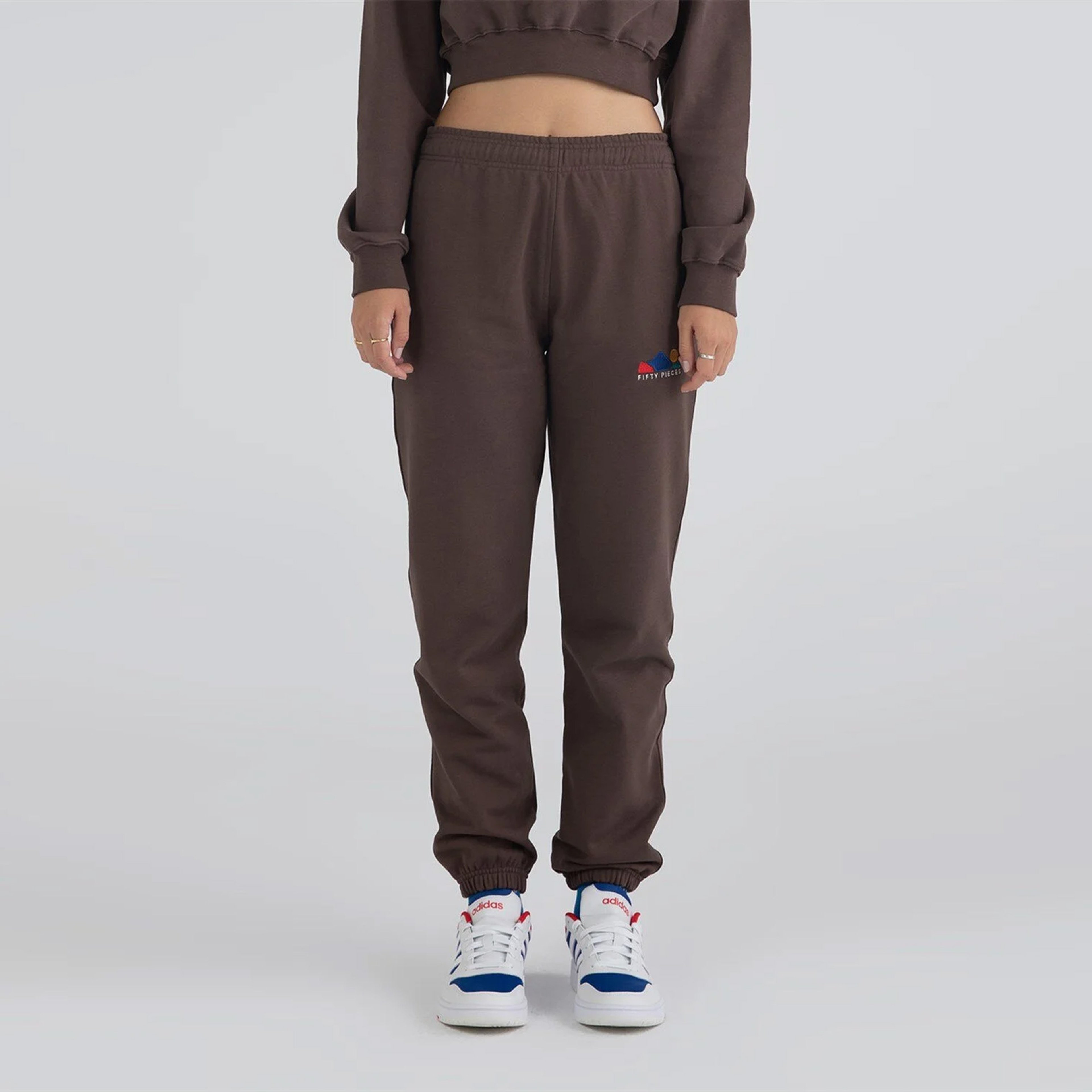 Fifty Pieces Classic Kadın Kahverengi Crop Sweatshirt