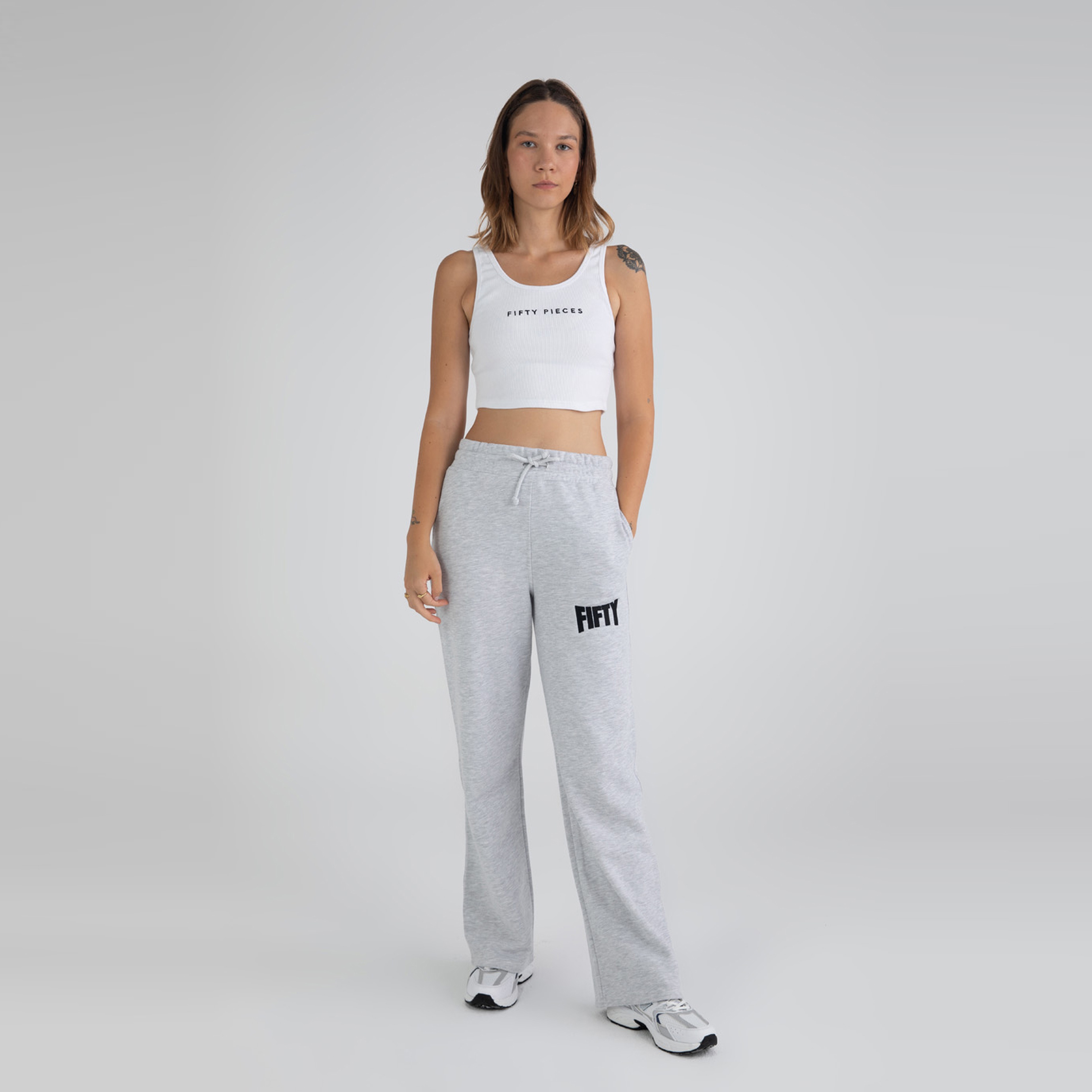 Fifty Pieces Wide Leg Kadın Gri Eşofman Altı