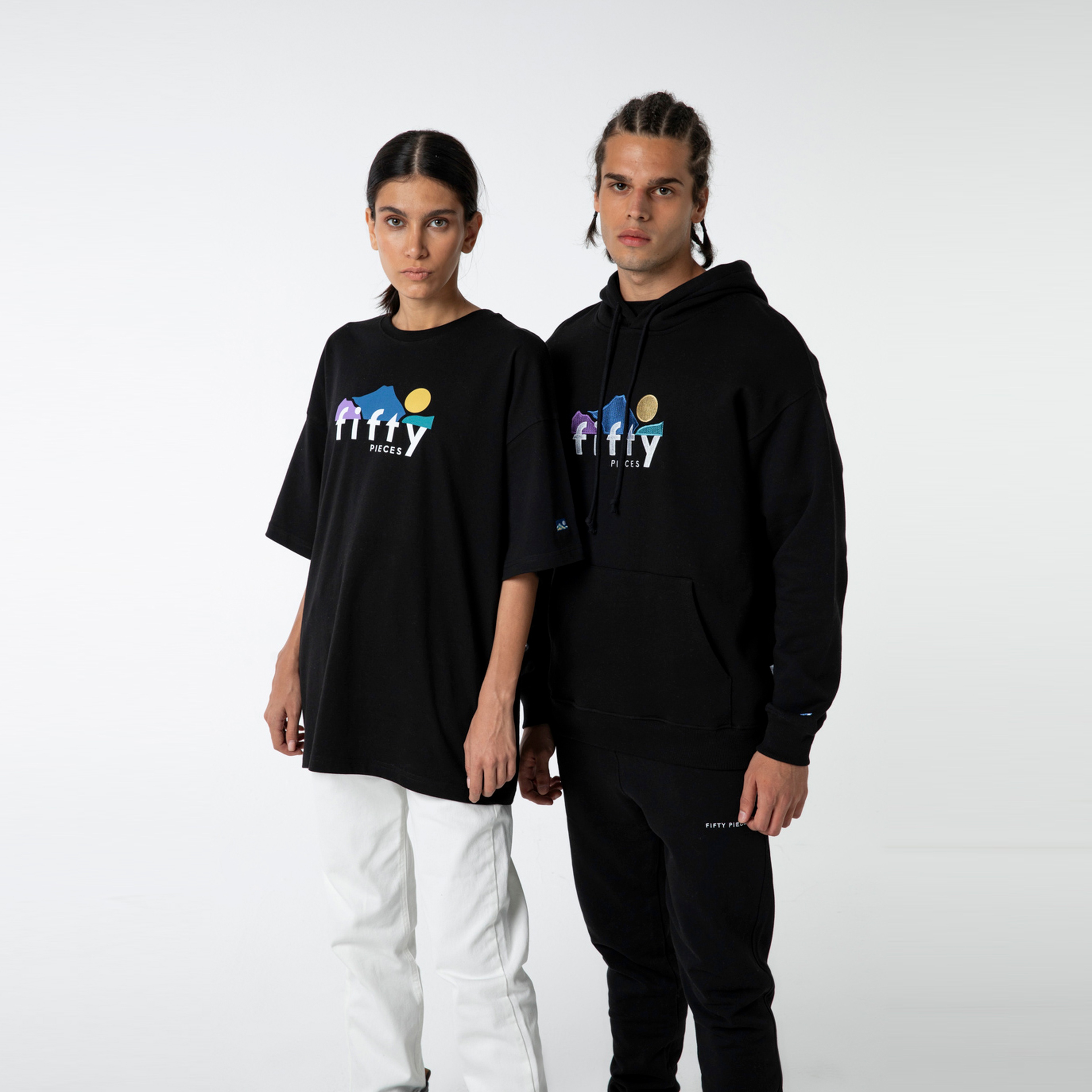 Fifty Pieces Oversize Erkek Siyah Hoodie