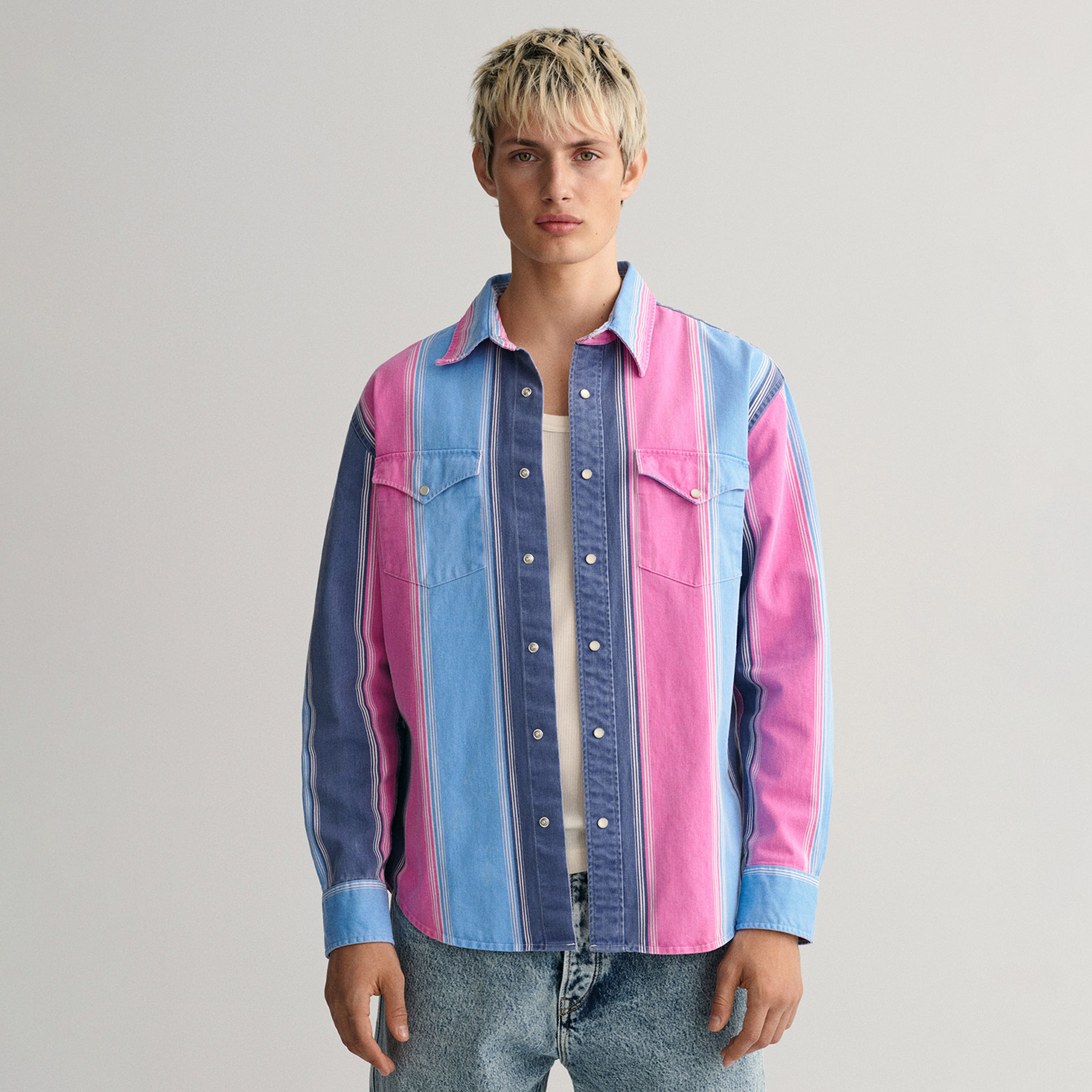 GANT Erkek Pembe Relaxed Fit Klasik Yaka Çizgili Gömlek