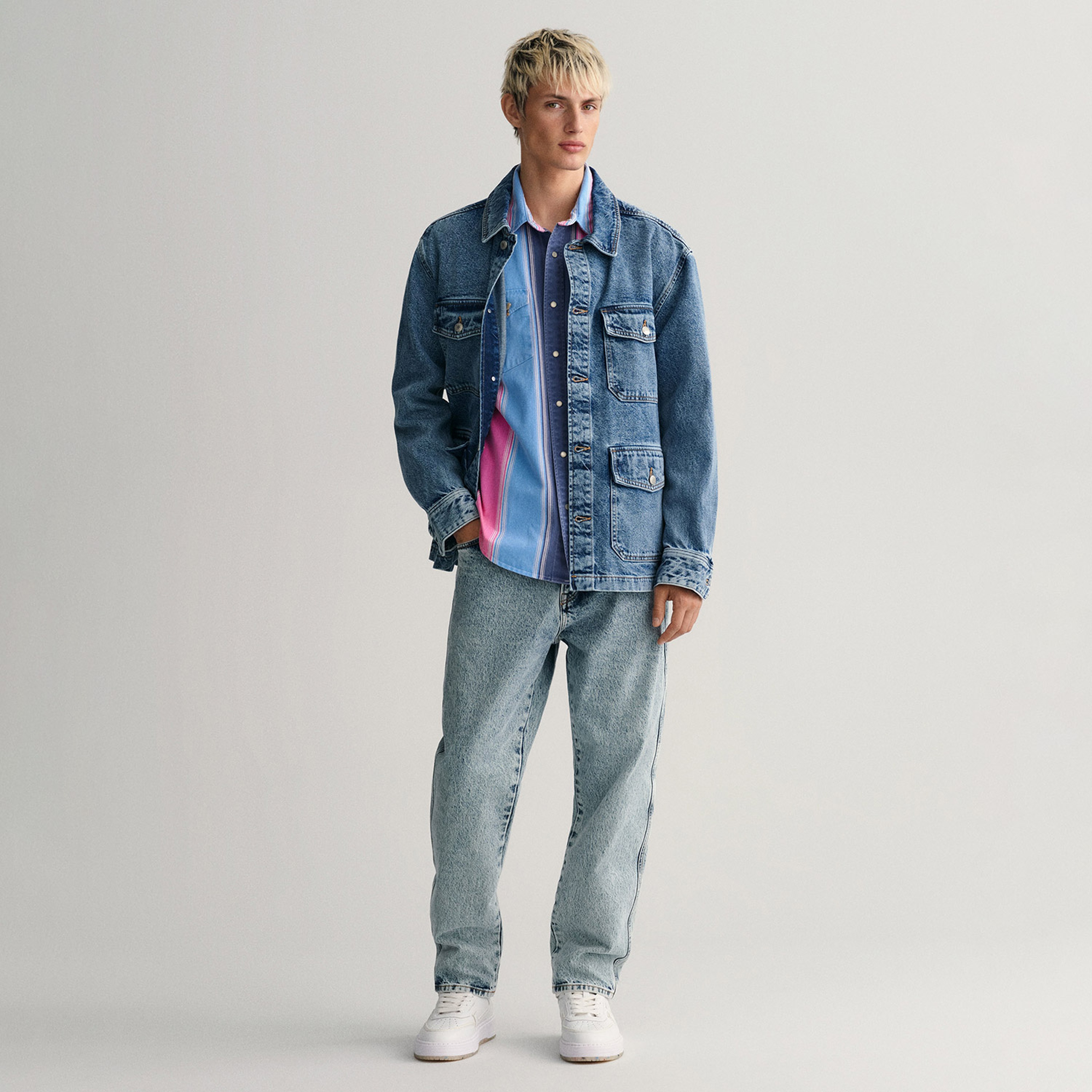 GANT Erkek Pembe Relaxed Fit Klasik Yaka Çizgili Gömlek