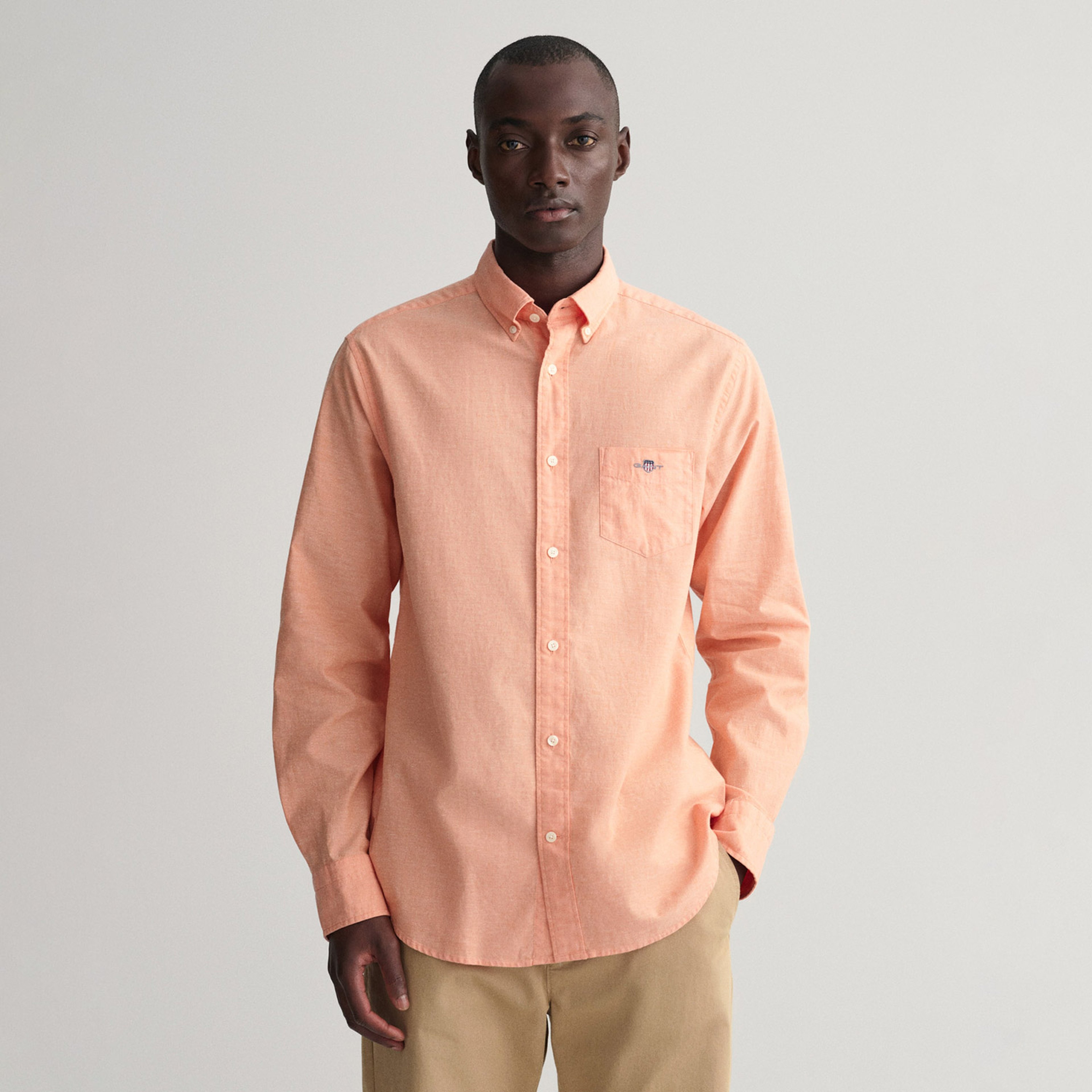 GANT Erkek Turuncu Regular Fit Keten Gömlek