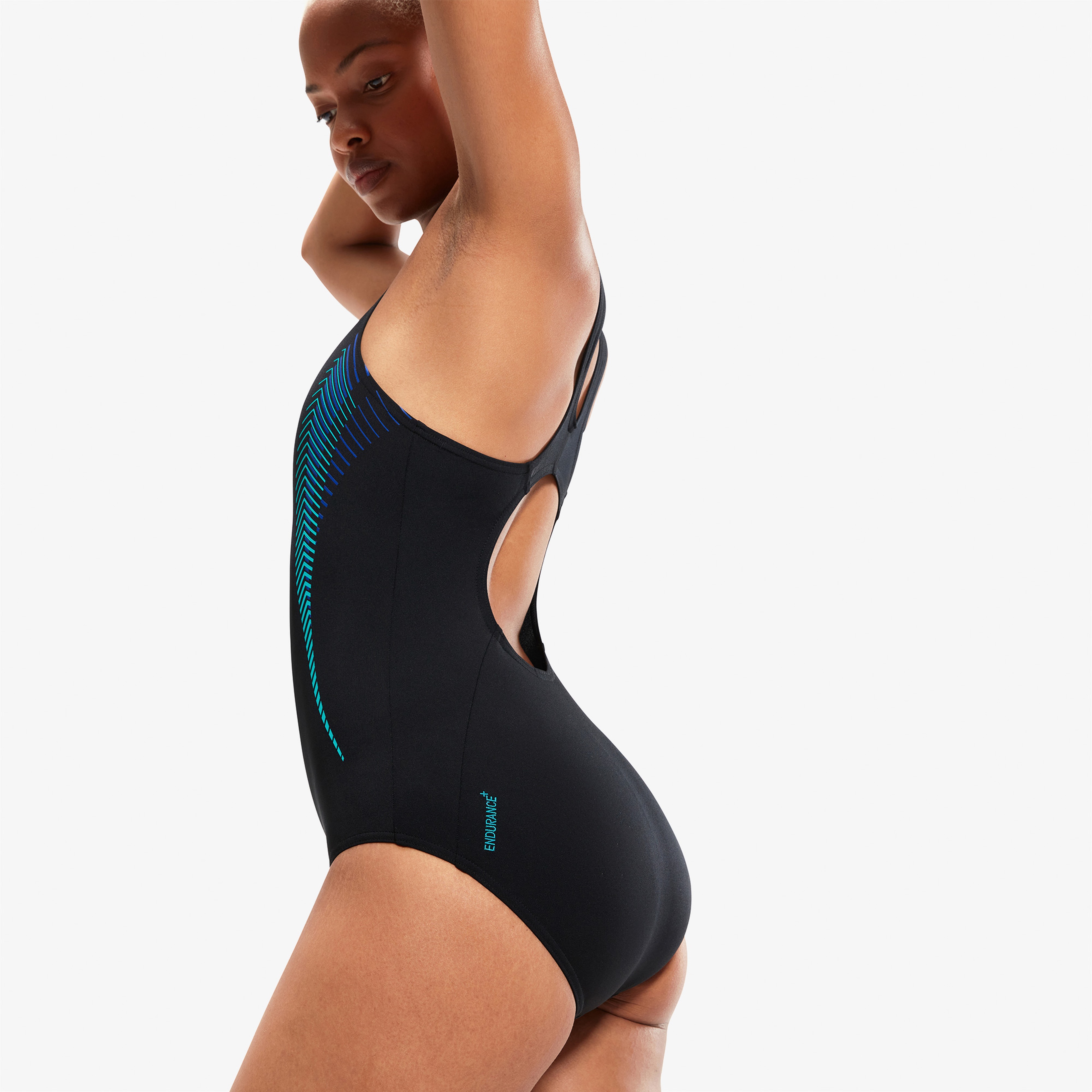 Speedo Placement Muscleback Kadın Siyah Yüzücü Mayosu