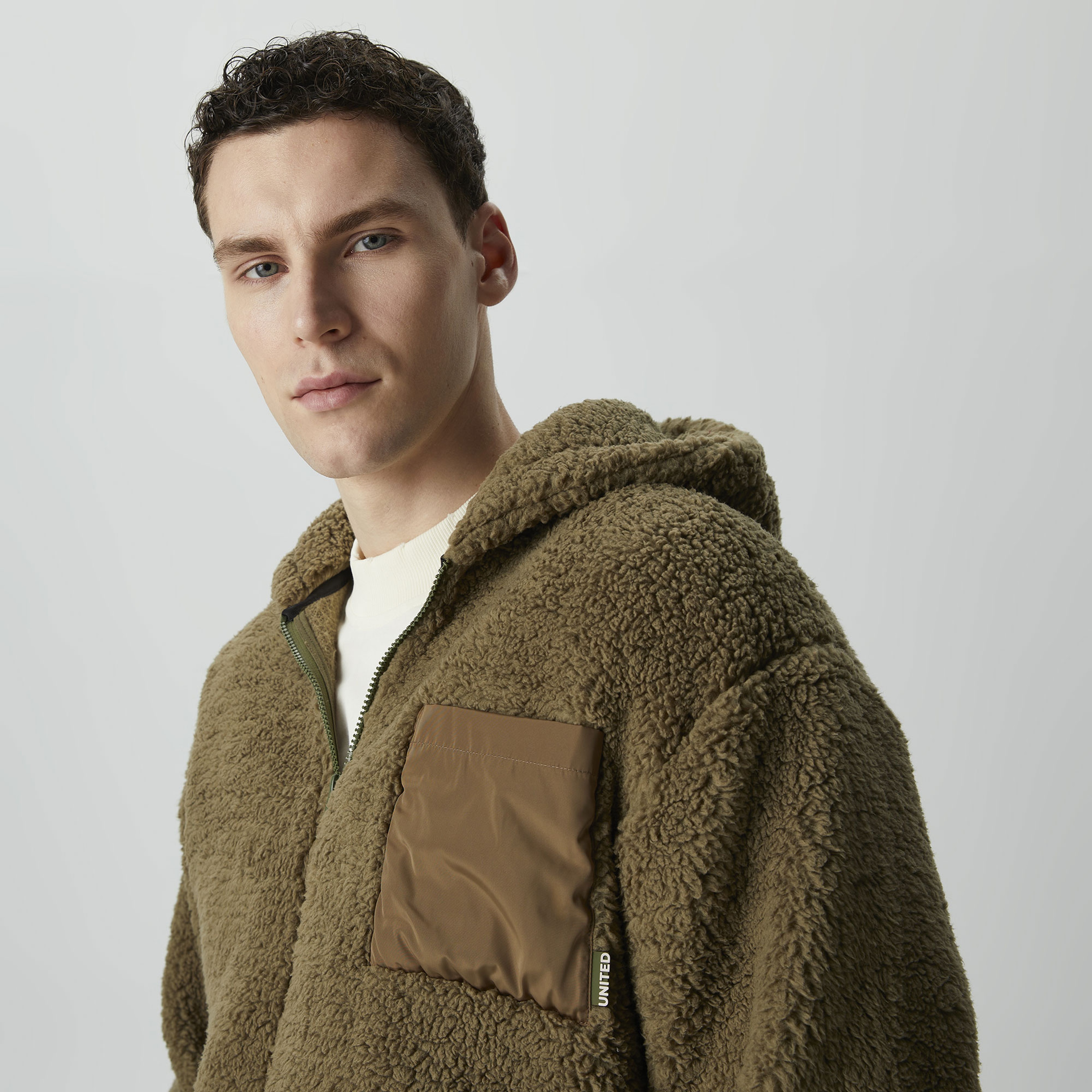 UNITED4 Classic Erkek Haki Hoodie