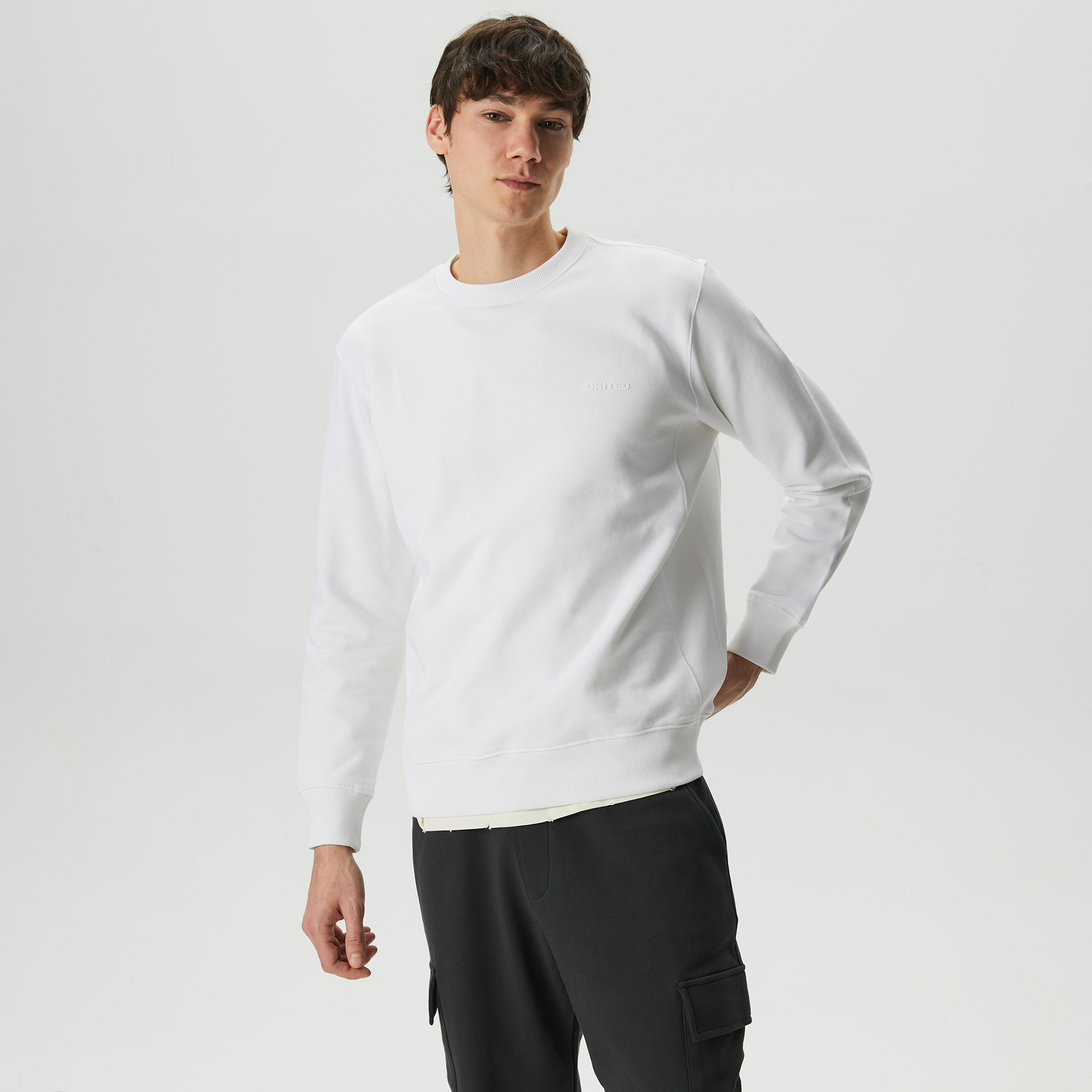 UNITED4 Erkek Beyaz Sweatshirt