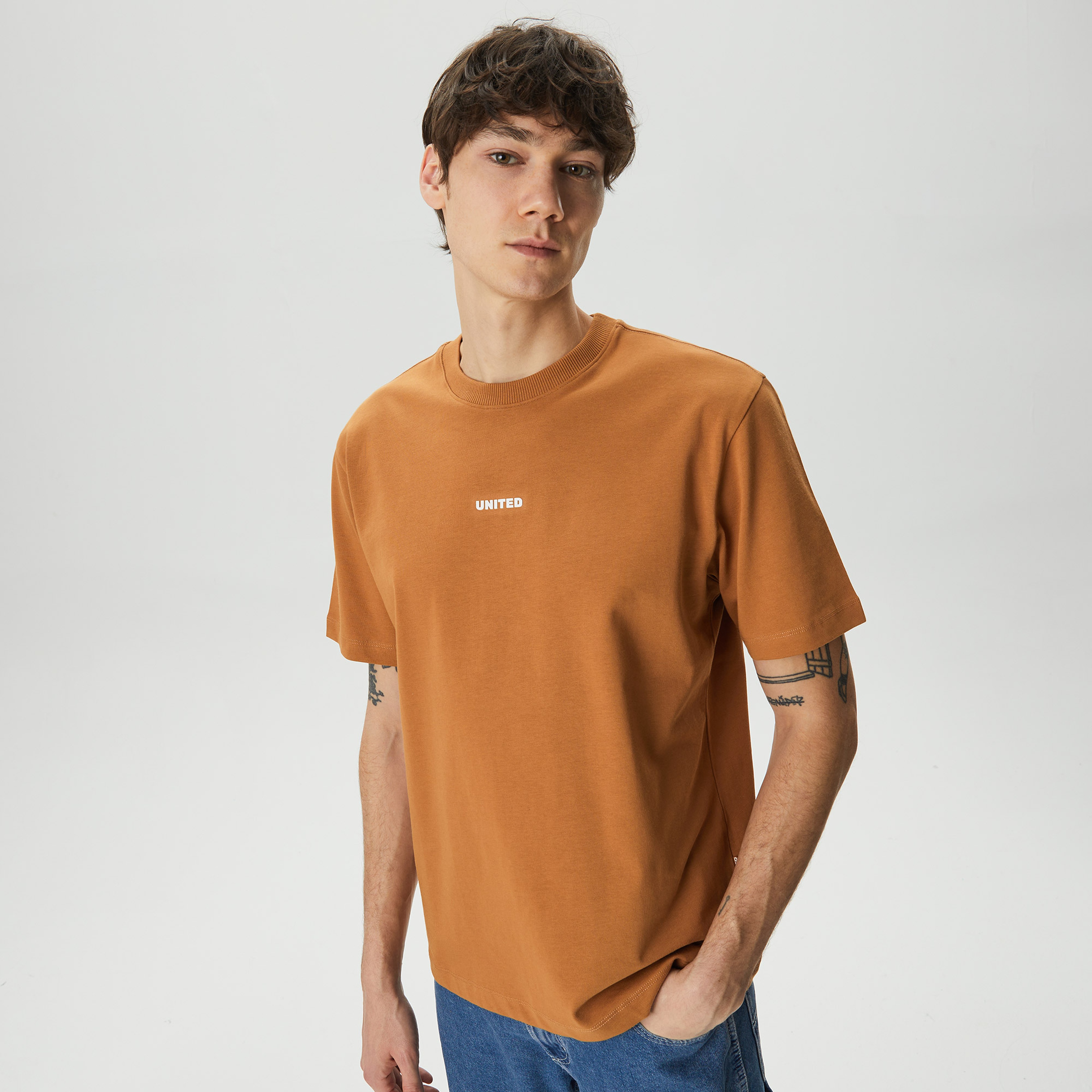 UNITED4 Erkek Kahverengi T-Shirt