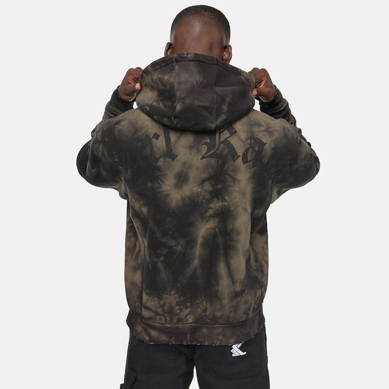 Karl Kani Woven Signature OS Washed Print Erkek Haki Hoodie