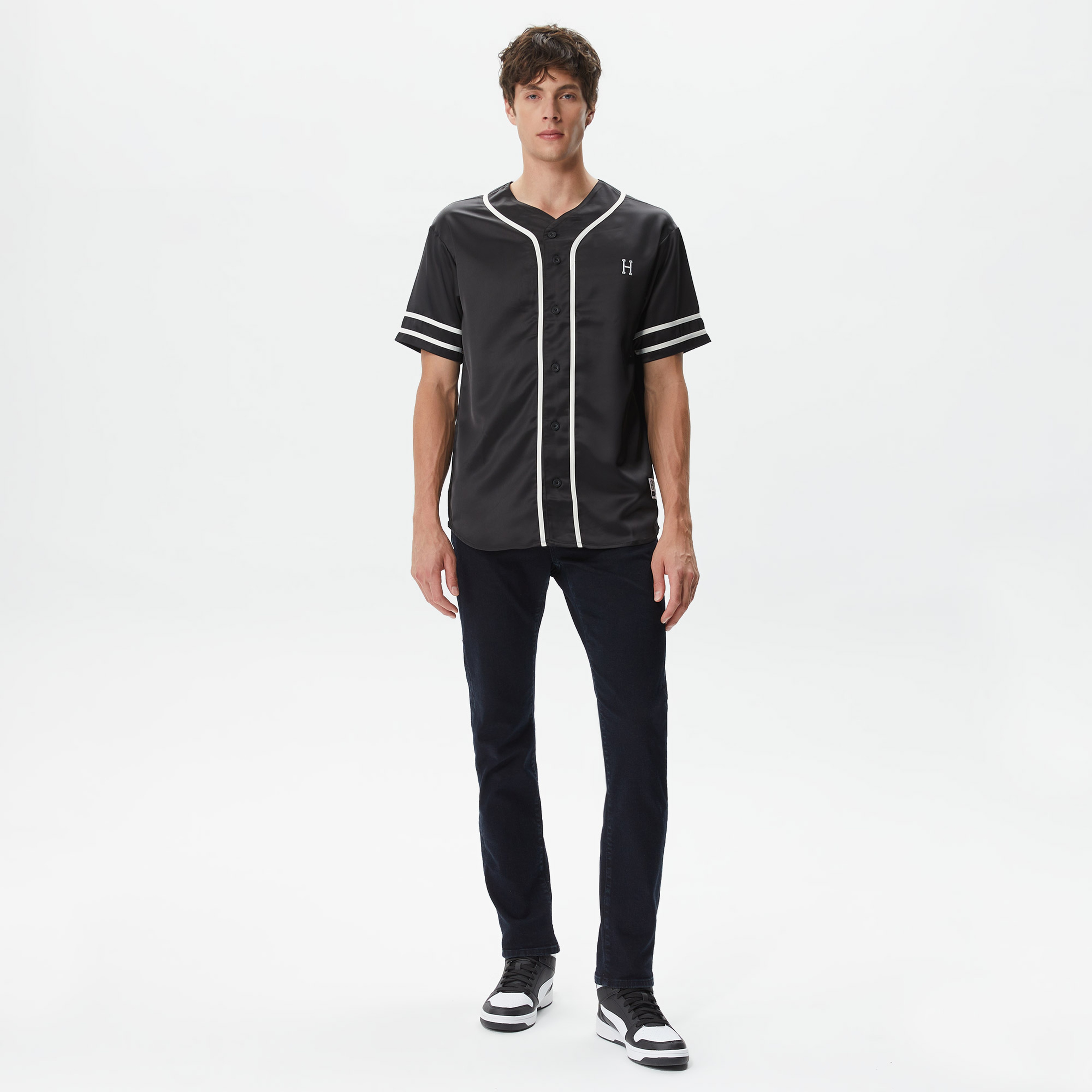 Huf Community Hand Baseball Erkek Siyah Gömlek