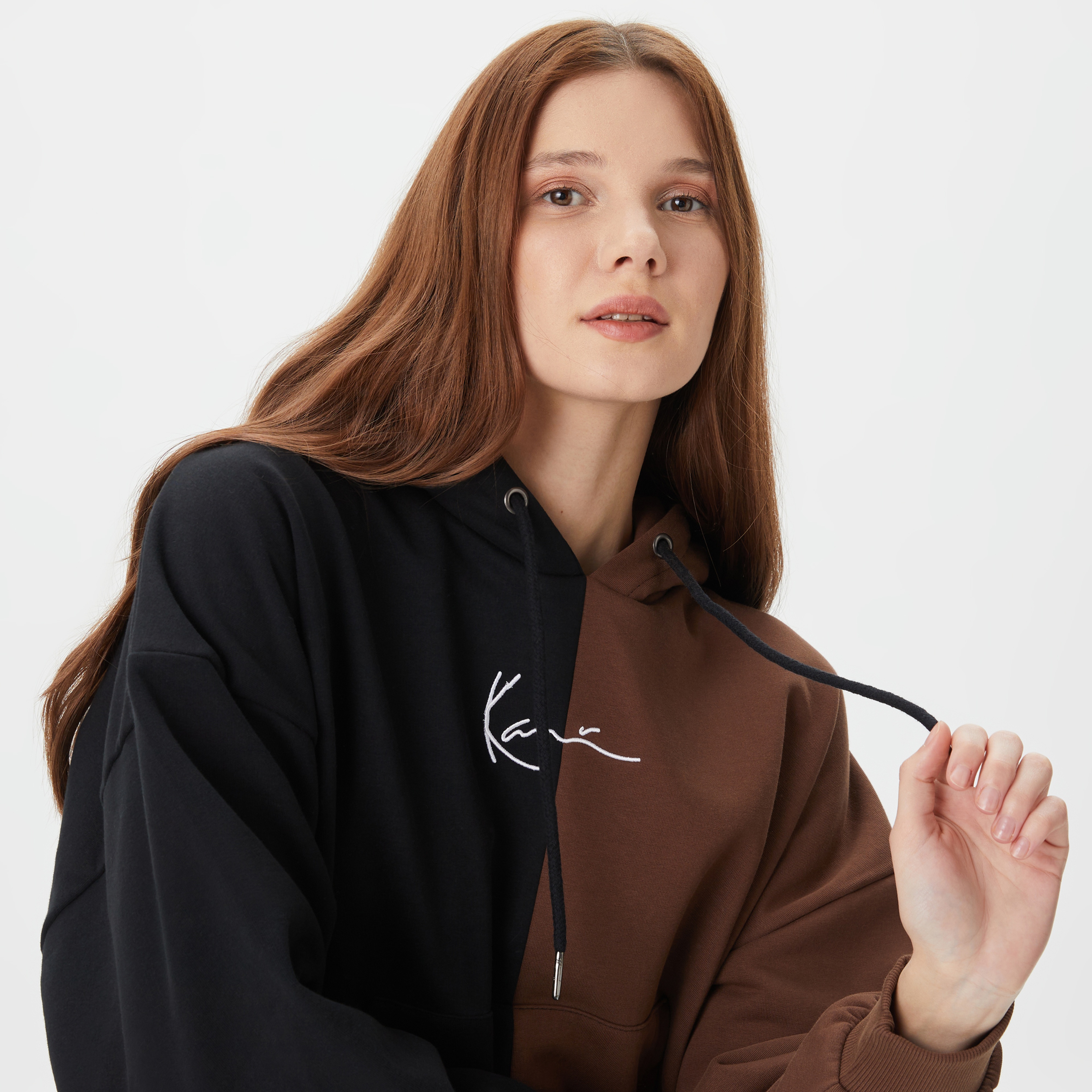 Karl Kani Small Signature Block OS Kadın Siyah Hoodie