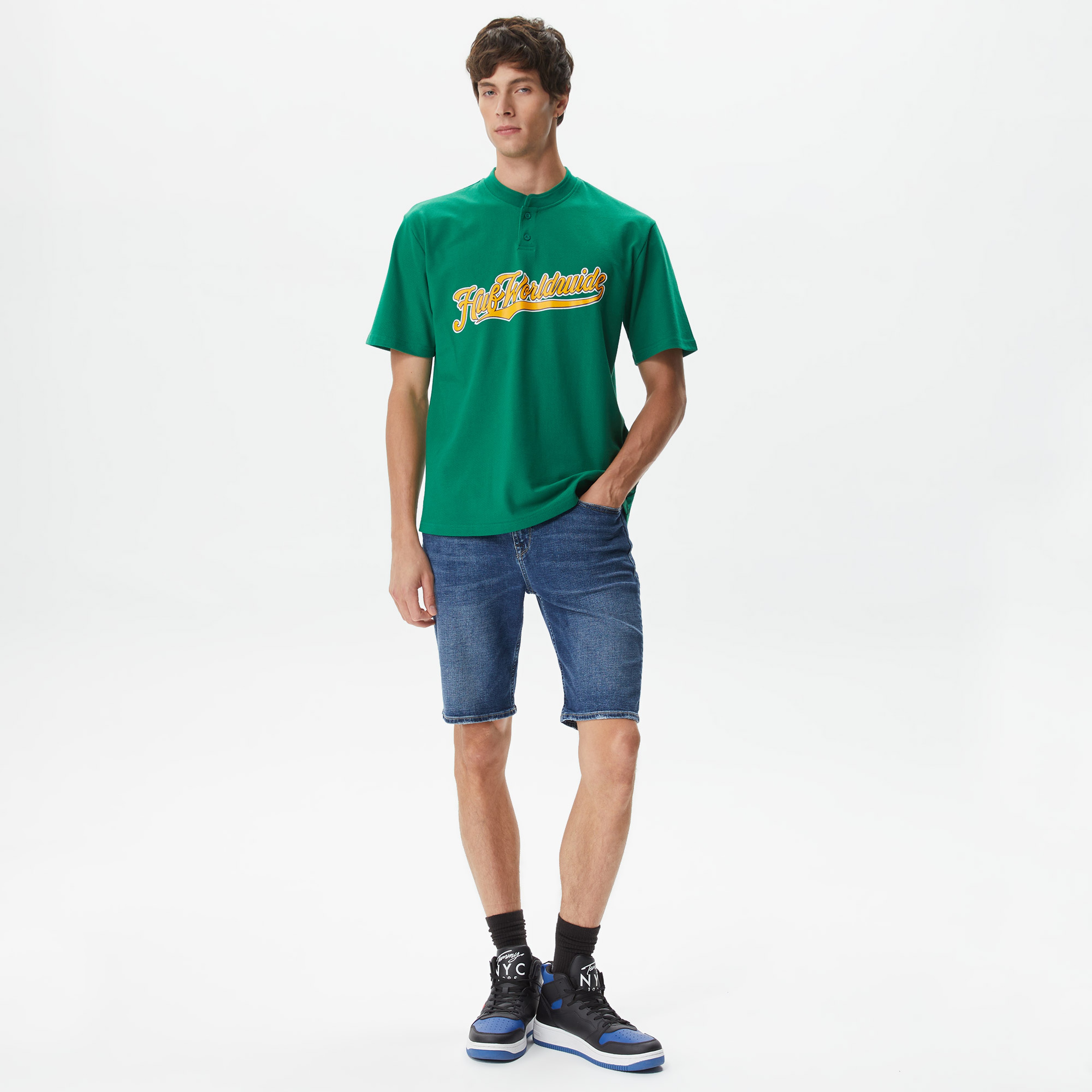 Huf Harlan Baseball Henley Erkek Yeşil T-Shirt