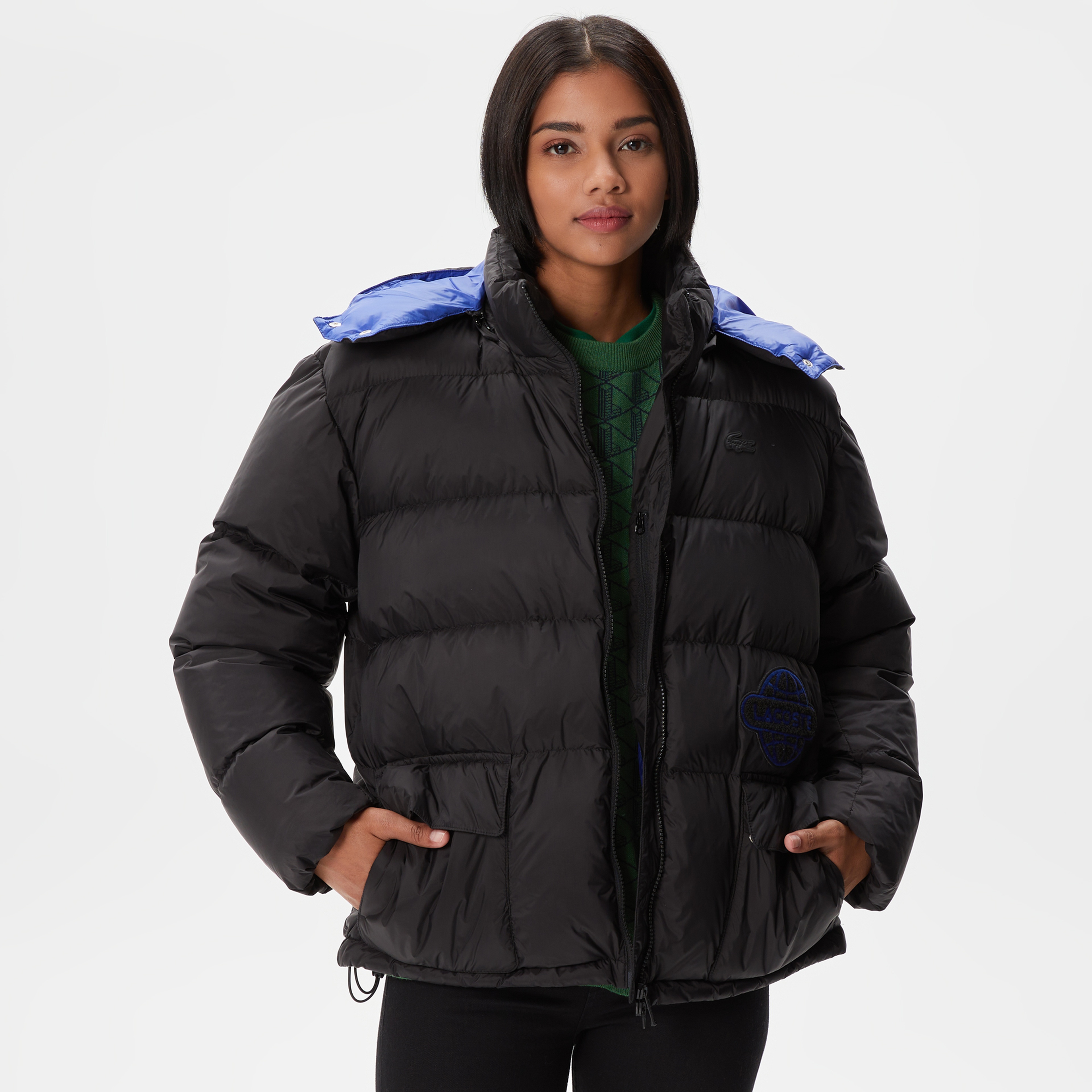 Kadın Kapüşonlu Kapitone Siyah Mont