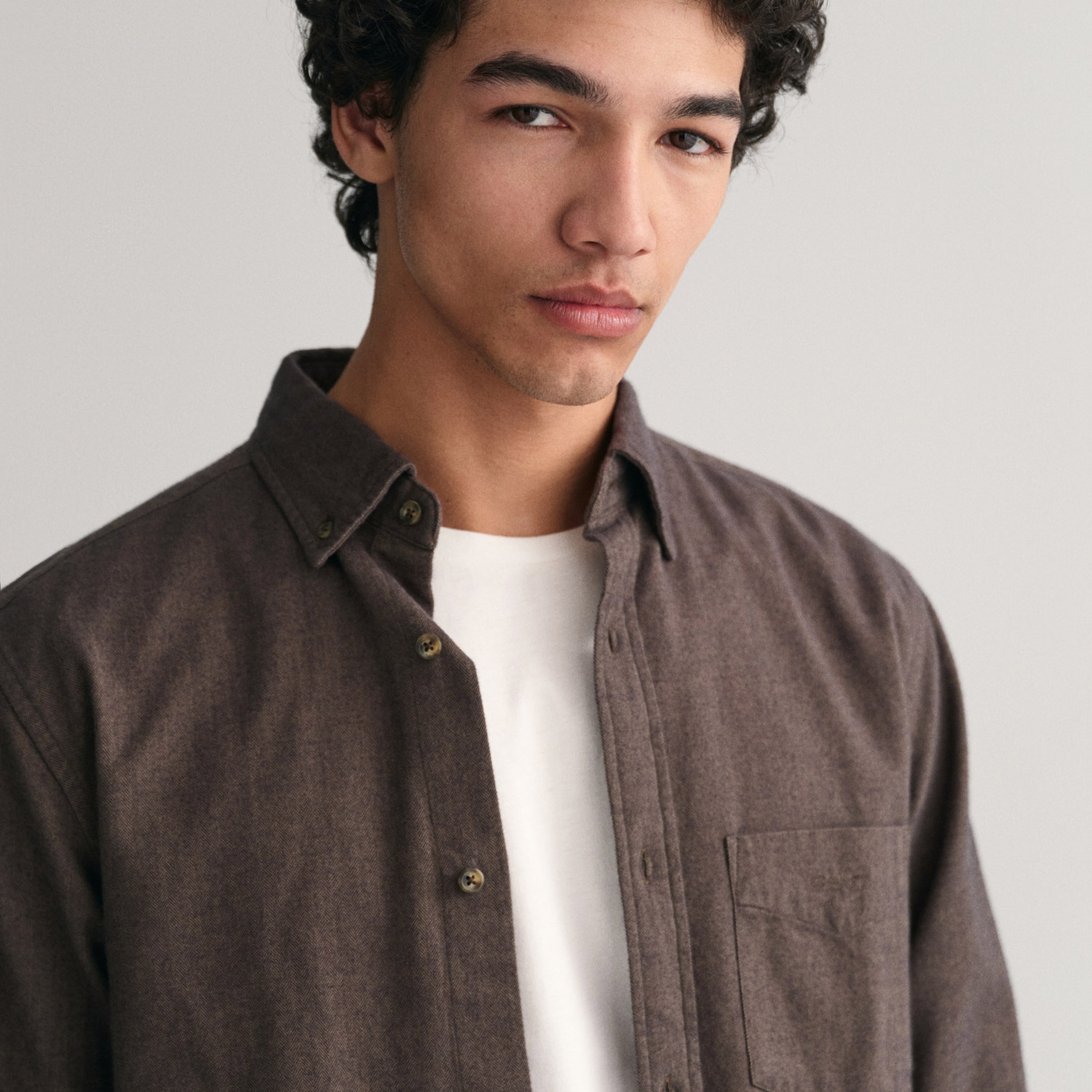 GANT Erkek Kahverengi Regular Fit Düğmeli Yaka Gömlek