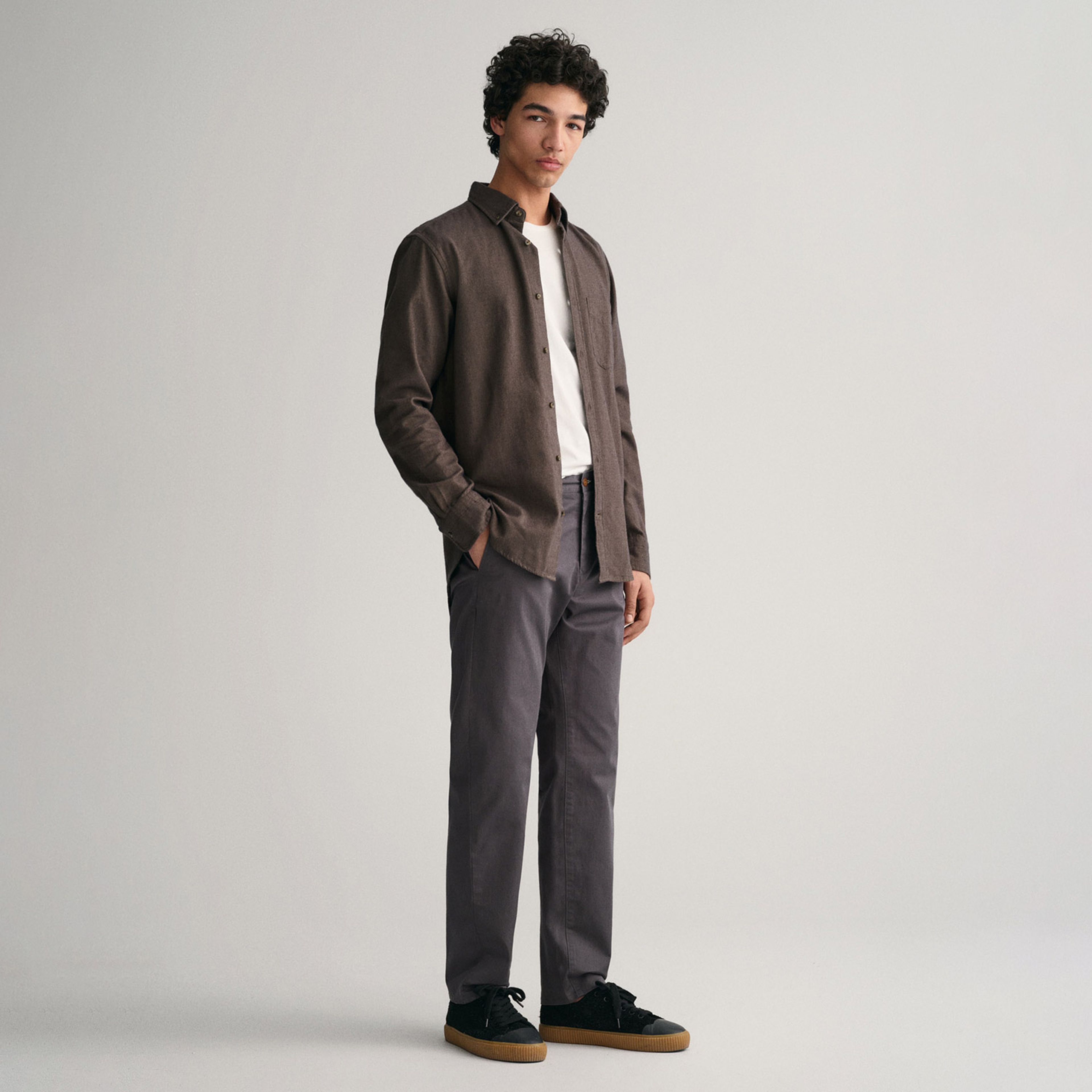 GANT Erkek Kahverengi Regular Fit Düğmeli Yaka Gömlek