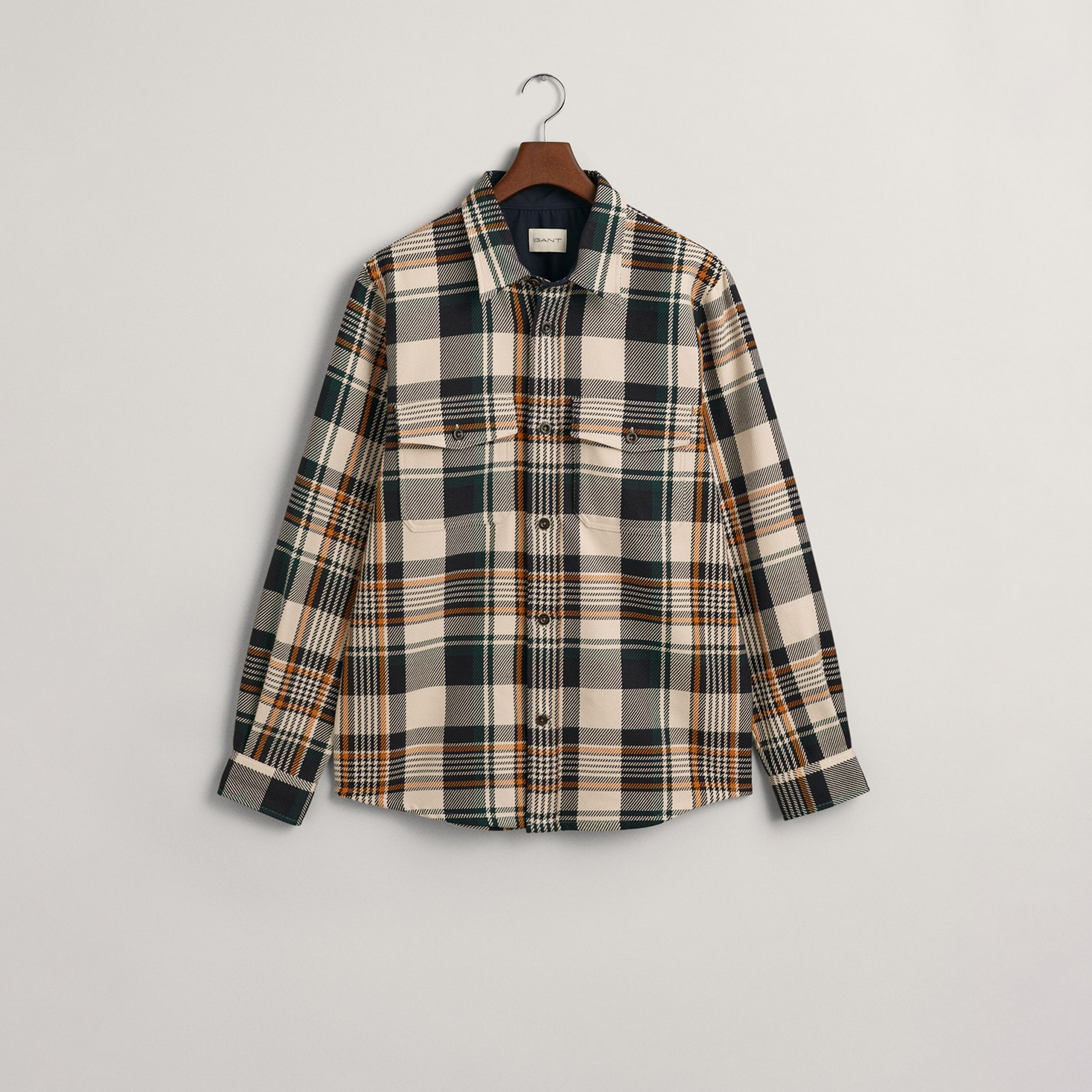 GANT Erkek Bej Regular Fit Klasik Yaka Kareli Gömlek