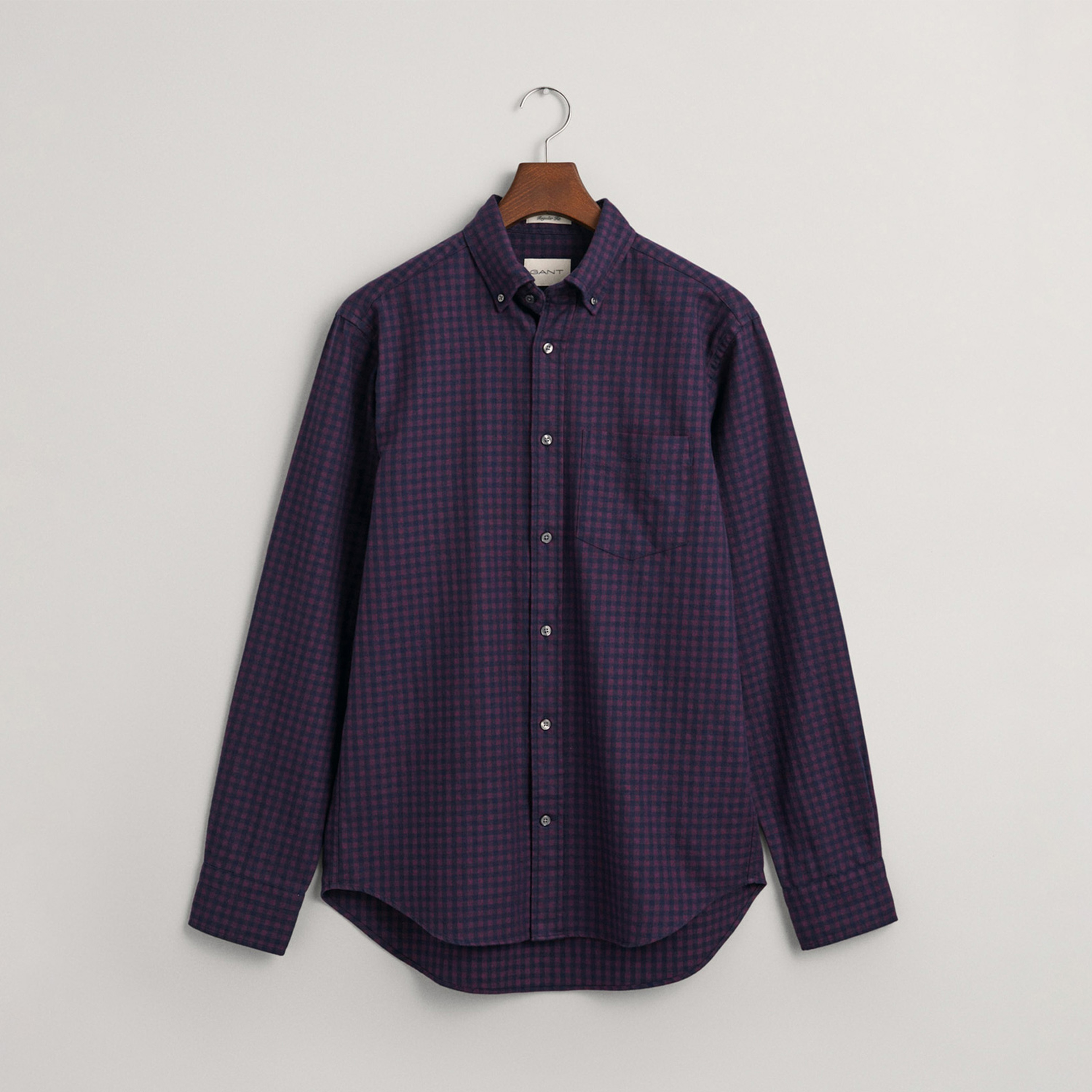 GANT Erkek Mor Regular Fit Düğmeli Yaka Kareli Gömlek