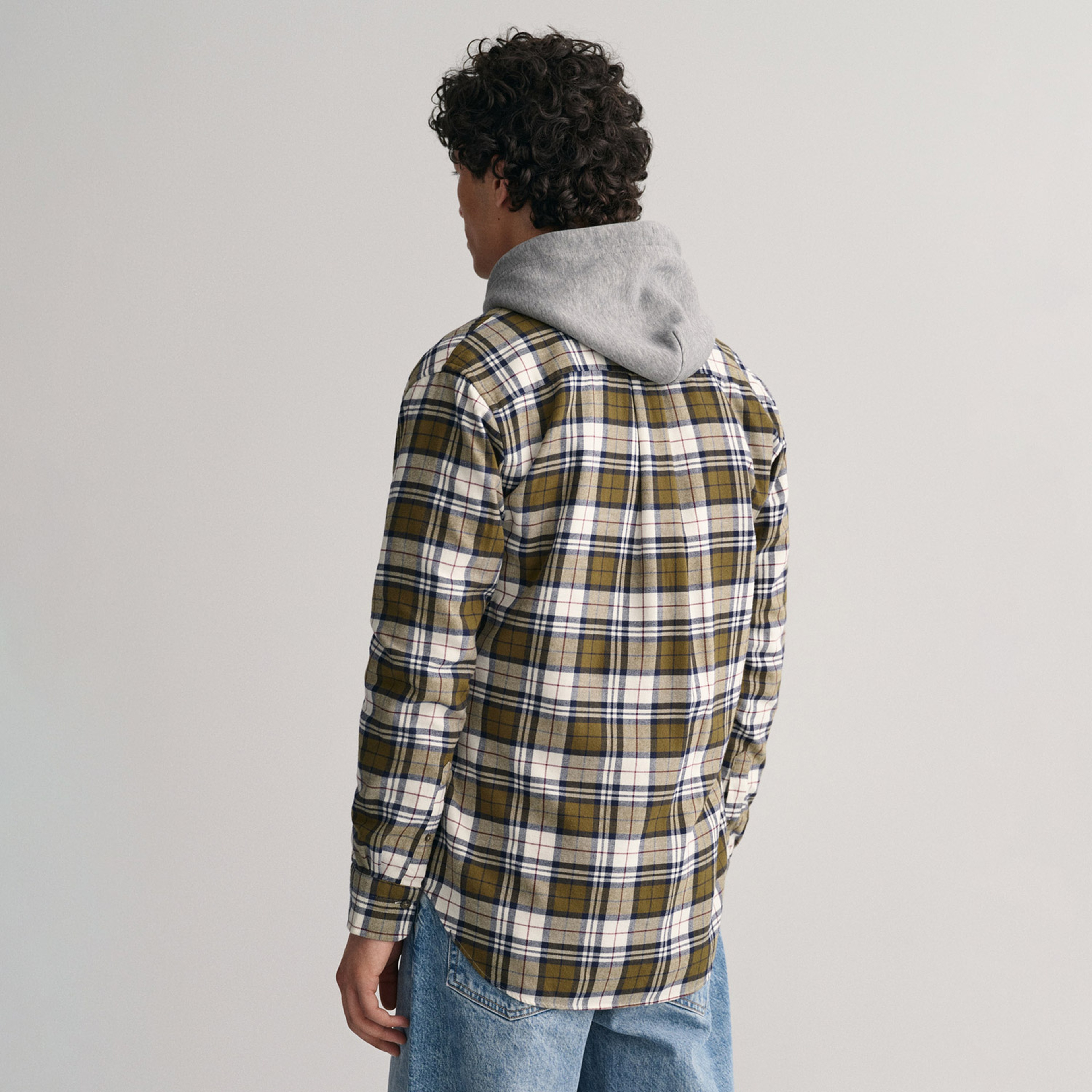 GANT Erkek Yeşil Regular Fit Düğmeli Yaka Kareli Gömlek