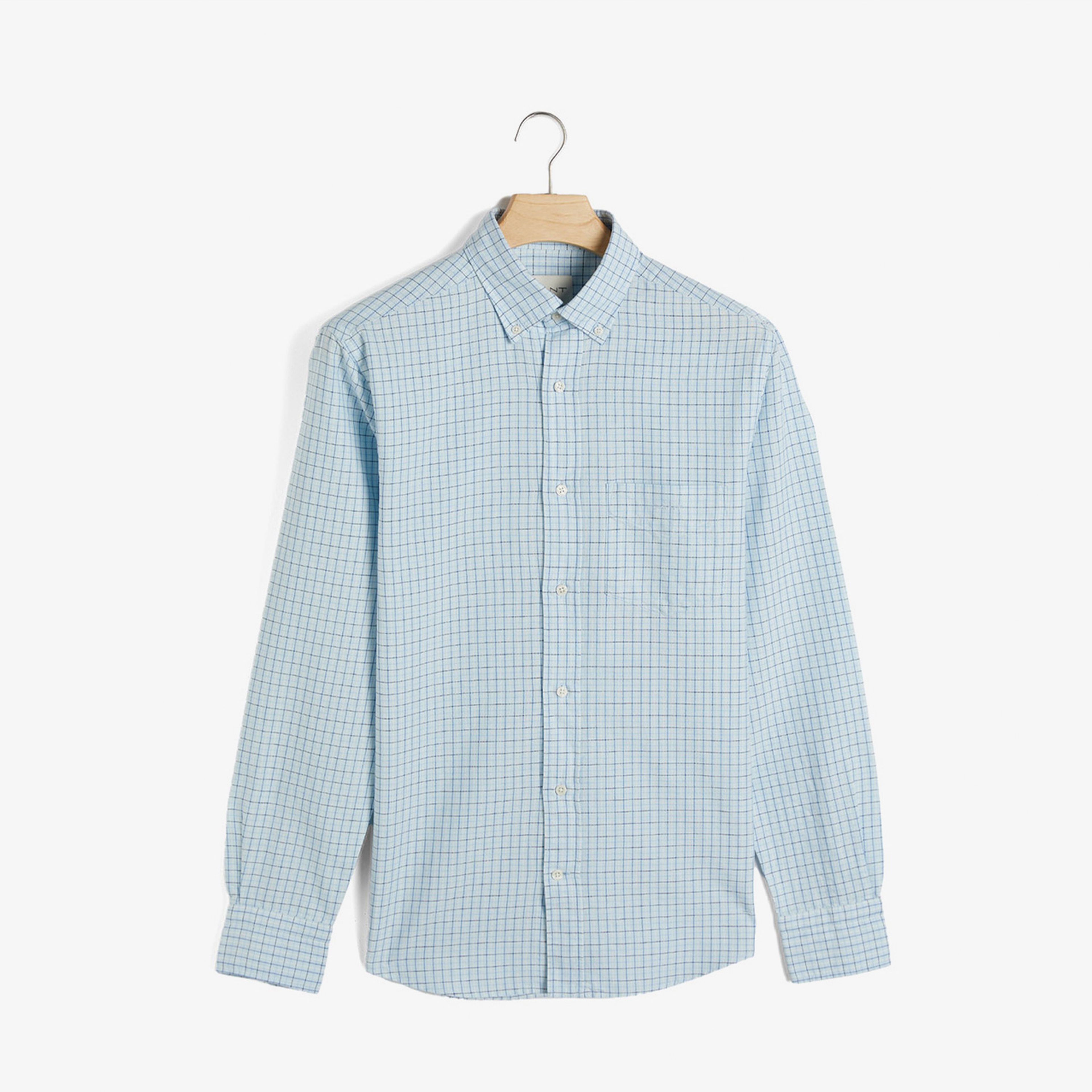 GANT Erkek Mavi Regular Fit Düğmeli Yaka Kareli Gömlek