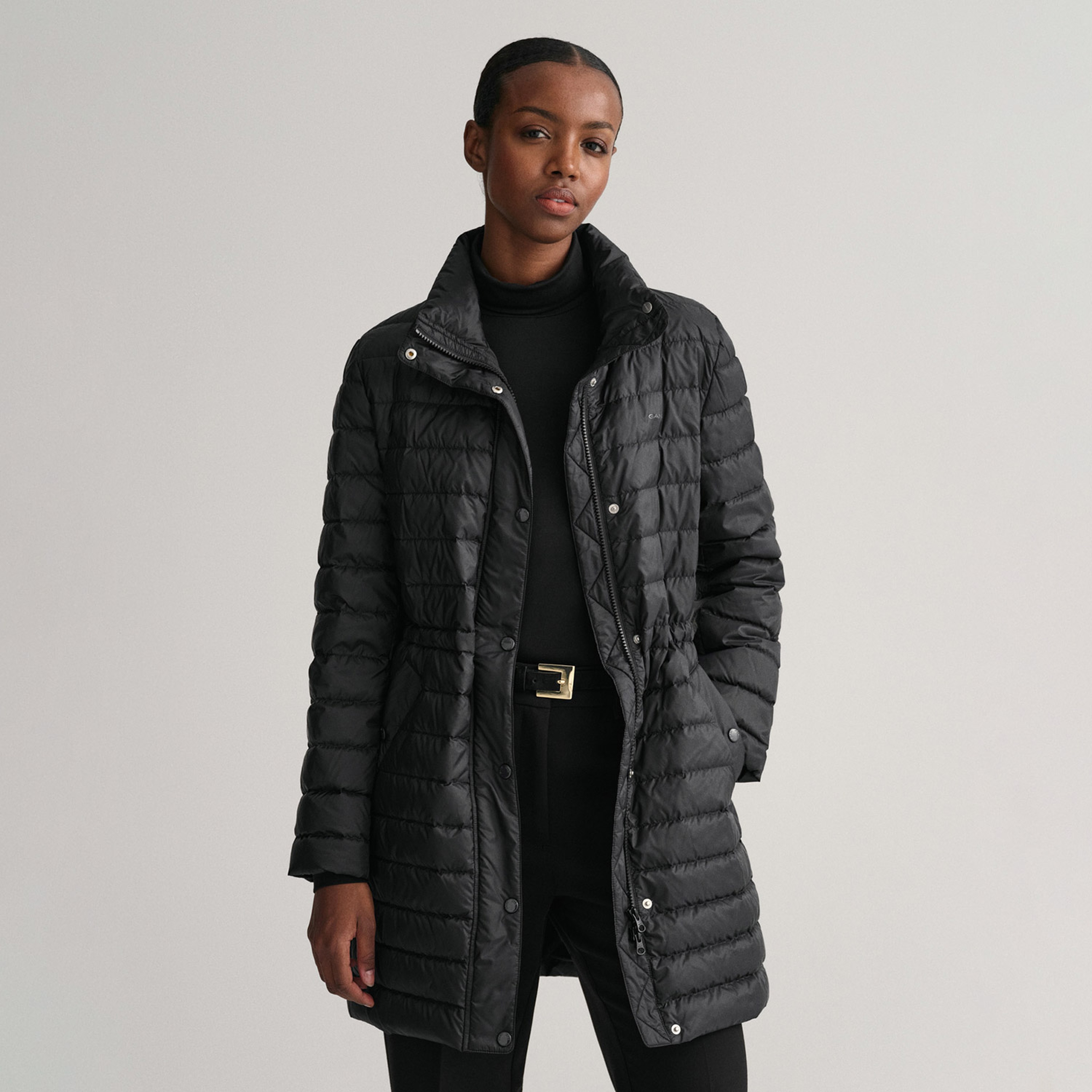 GANT Kadın Siyah Dik Yaka Kapitone Mont