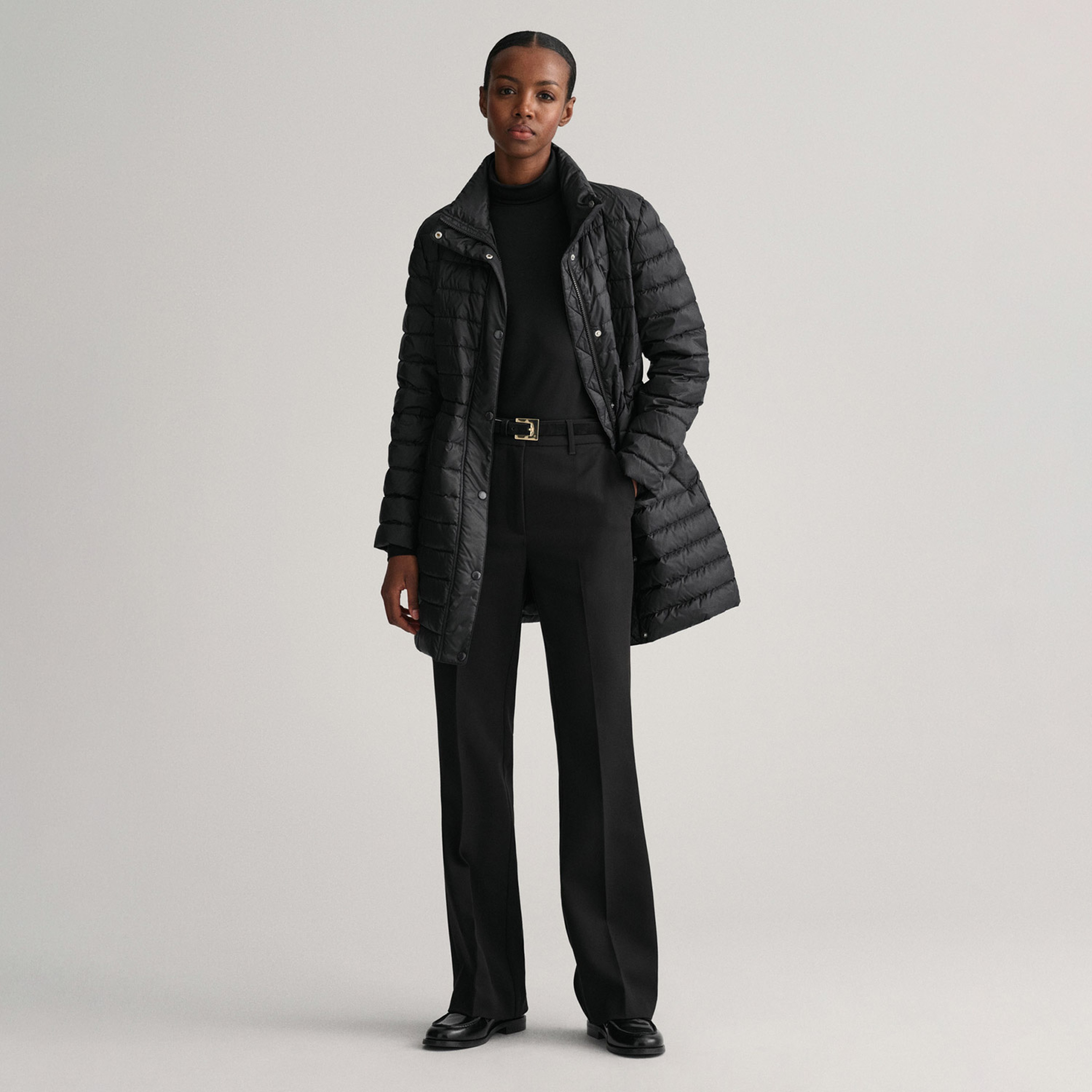 GANT Kadın Siyah Dik Yaka Kapitone Mont